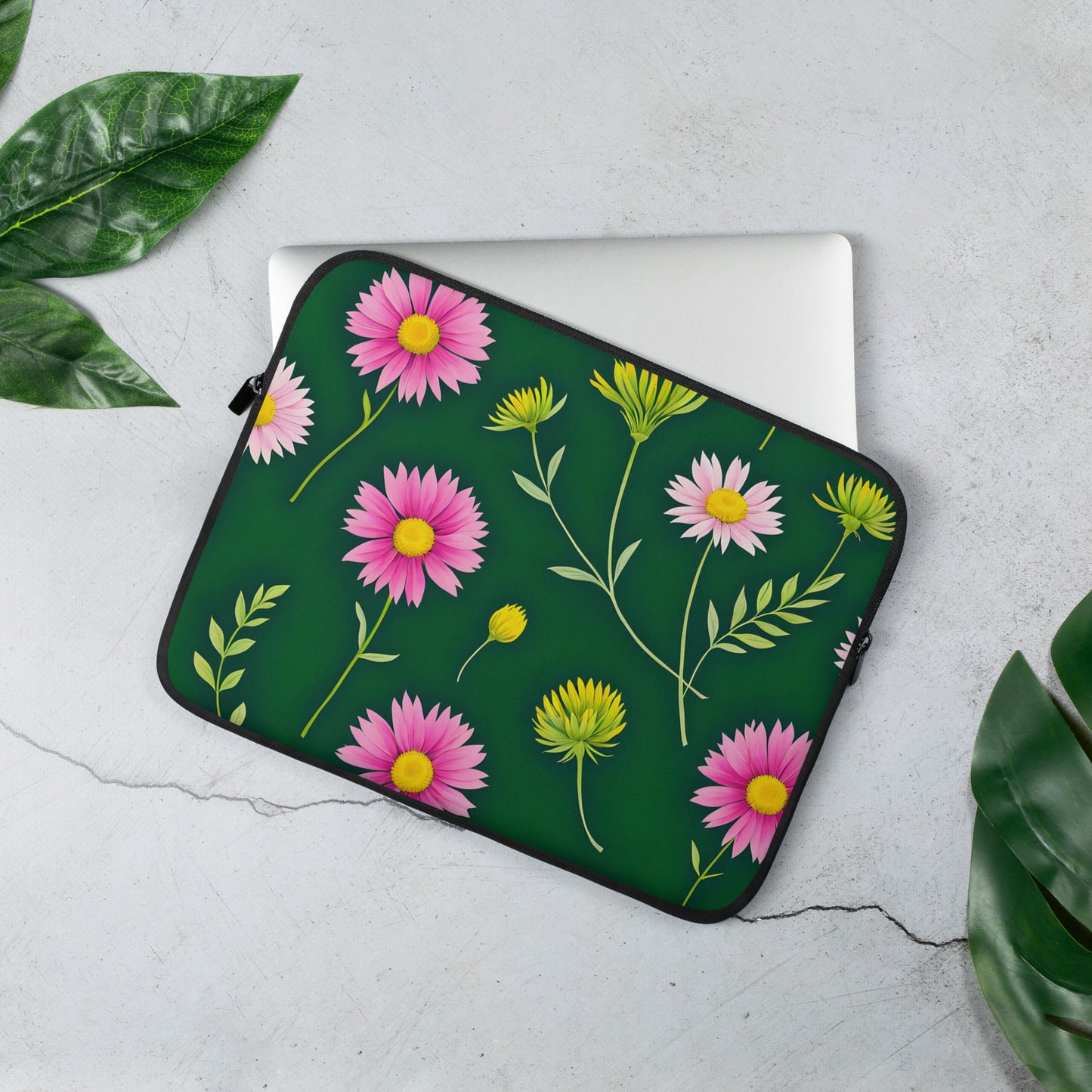 Pink and Green Flowers Laptop Sleeve - Laptop Cases - Discovery Co.