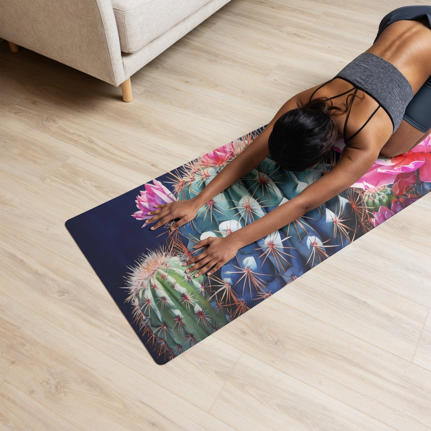 Pink Cactus Bloom Yoga Mat - Yoga Mat - Discovery Co.