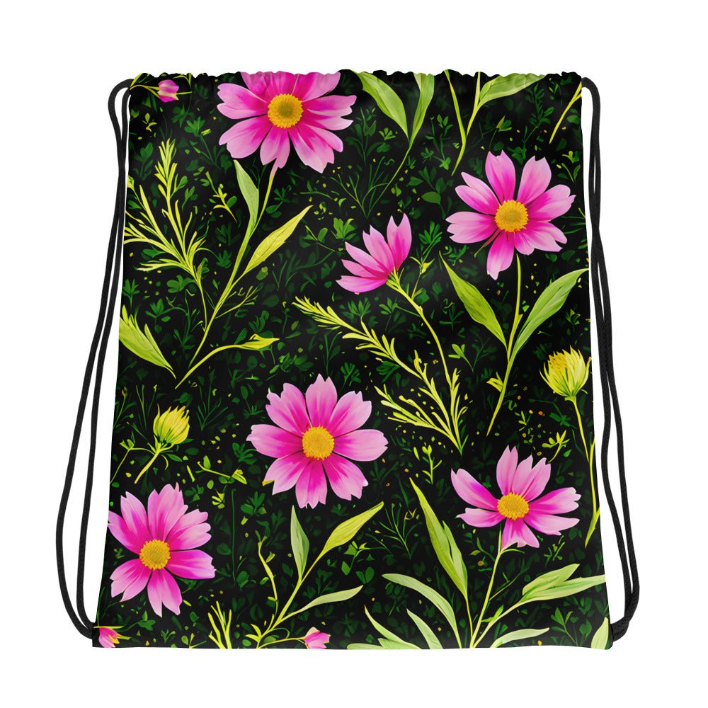 Pink Flowers II Drawstring Bag - Drawstring Bag - Discovery Co.