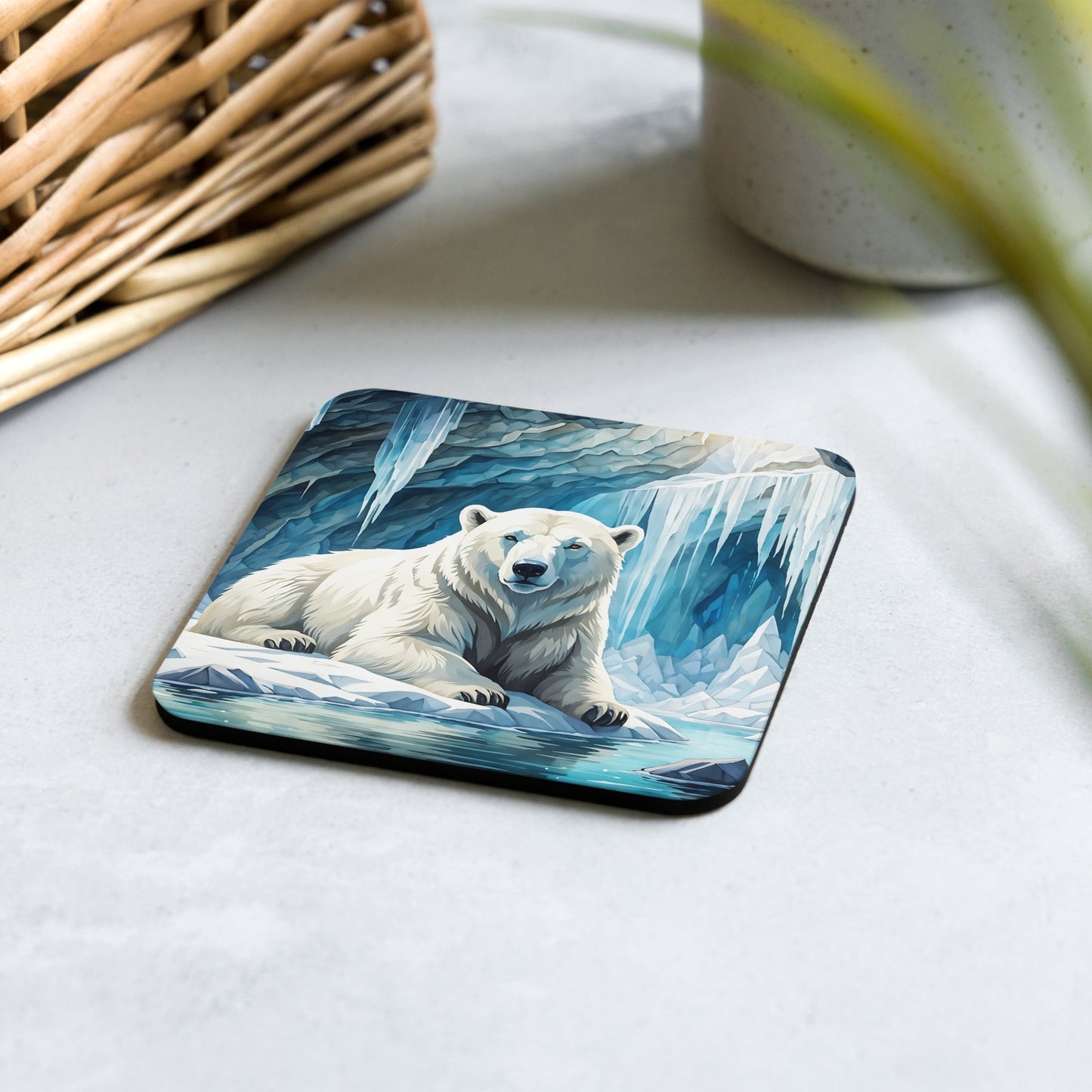 Polar Bear In Cave Cork - back Coaster - Coasters - Discovery Co.