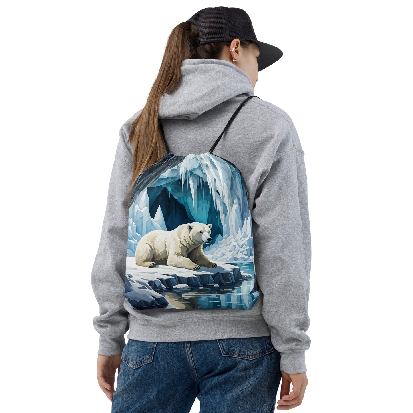 Polar Bear In The Cave III Drawstring Bag - Drawstring Bag - Discovery Co.