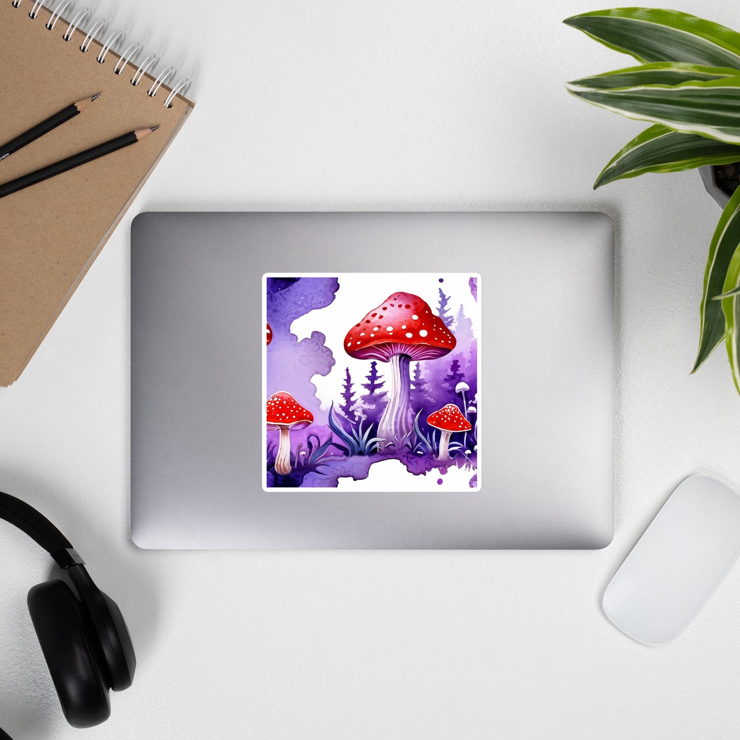 Purple and Red Mushrooms Watercolor Art Bubble - free Stickers - Stickers - Discovery Co.
