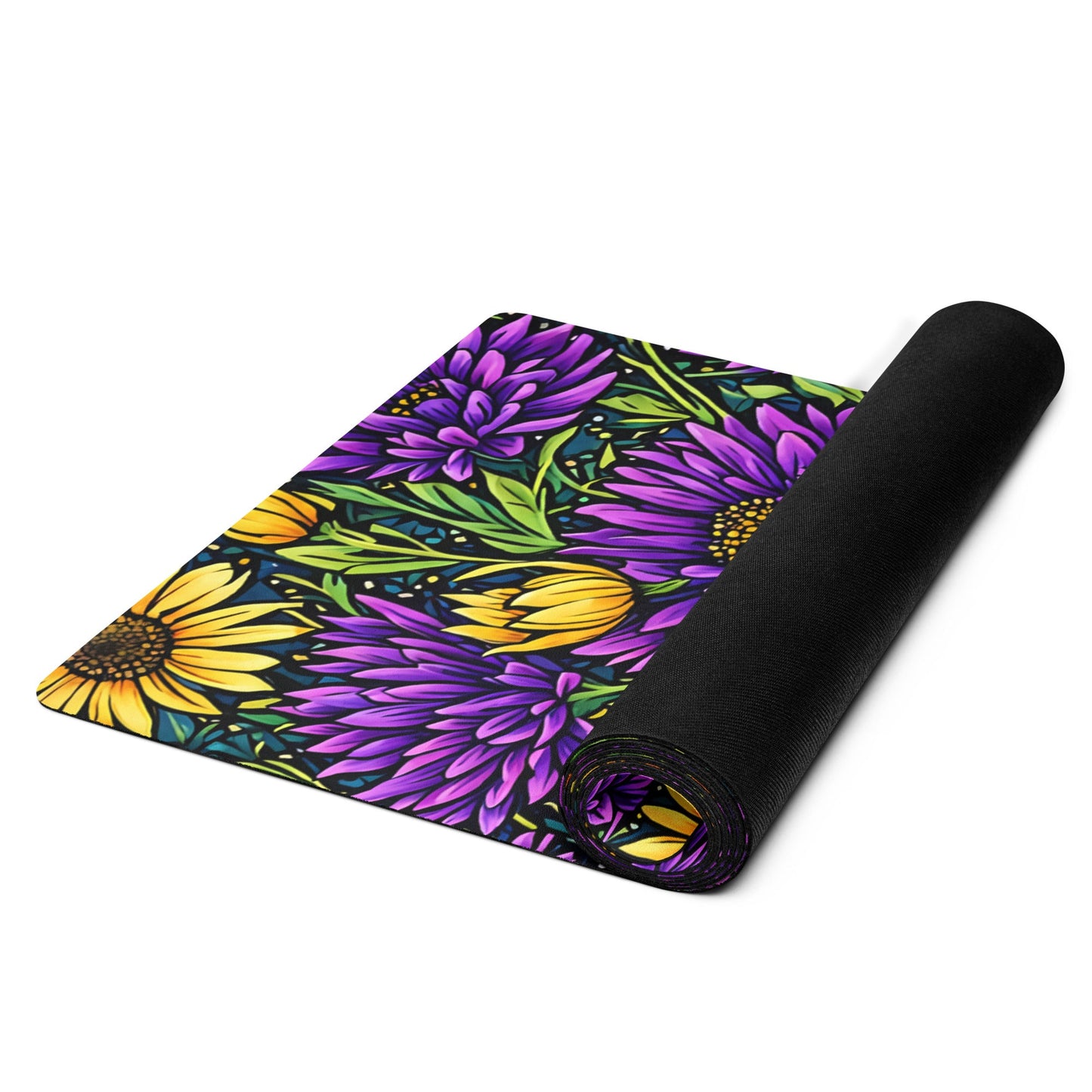 Purple And Yellow Wildflowers Yoga Mat - Yoga Mat - Discovery Co.