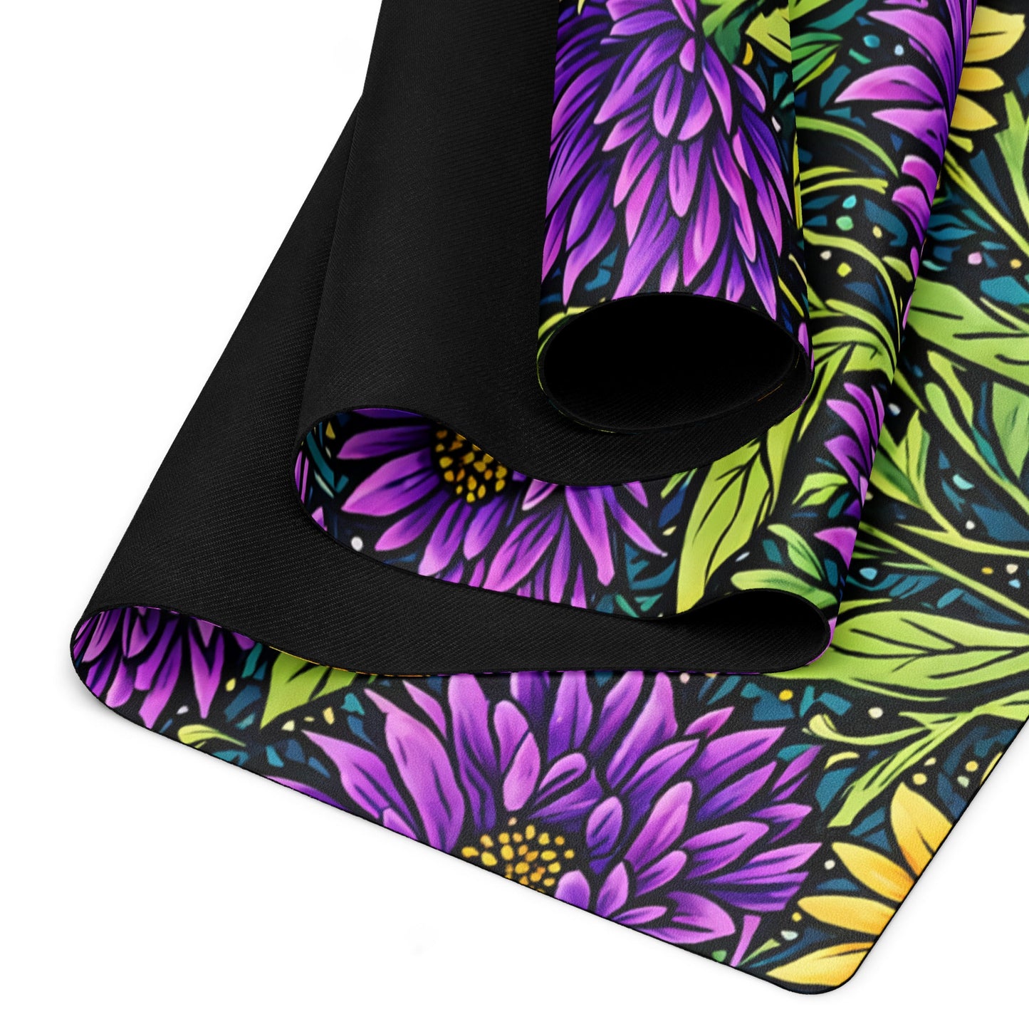 Purple And Yellow Wildflowers Yoga Mat - Yoga Mat - Discovery Co.