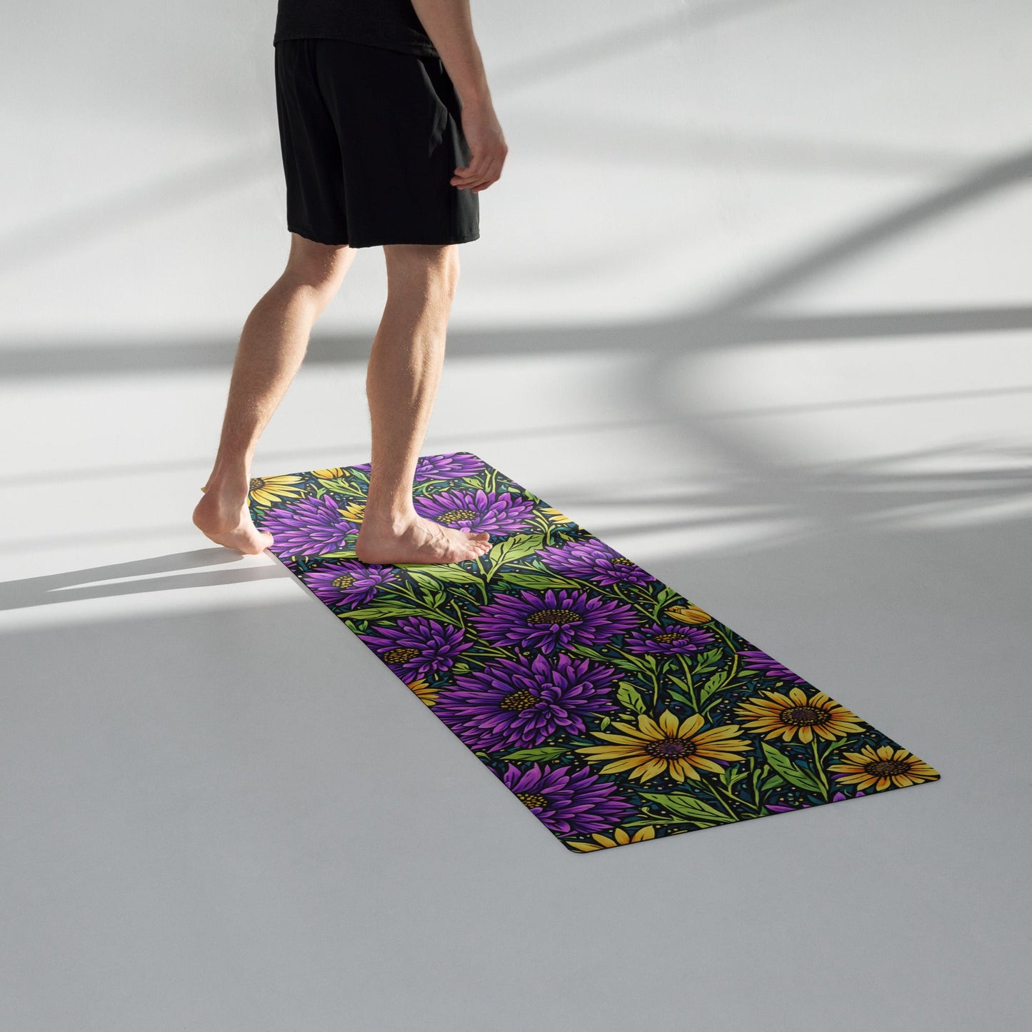 Purple And Yellow Wildflowers Yoga Mat - Yoga Mat - Discovery Co.