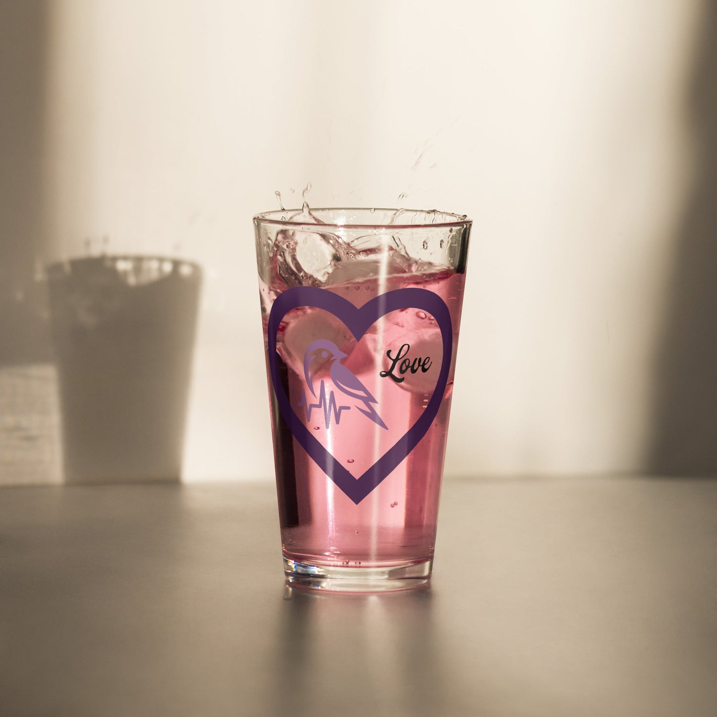 Purple Bird Heartbeat Pint Glass - Beer Glass - Discovery Co.