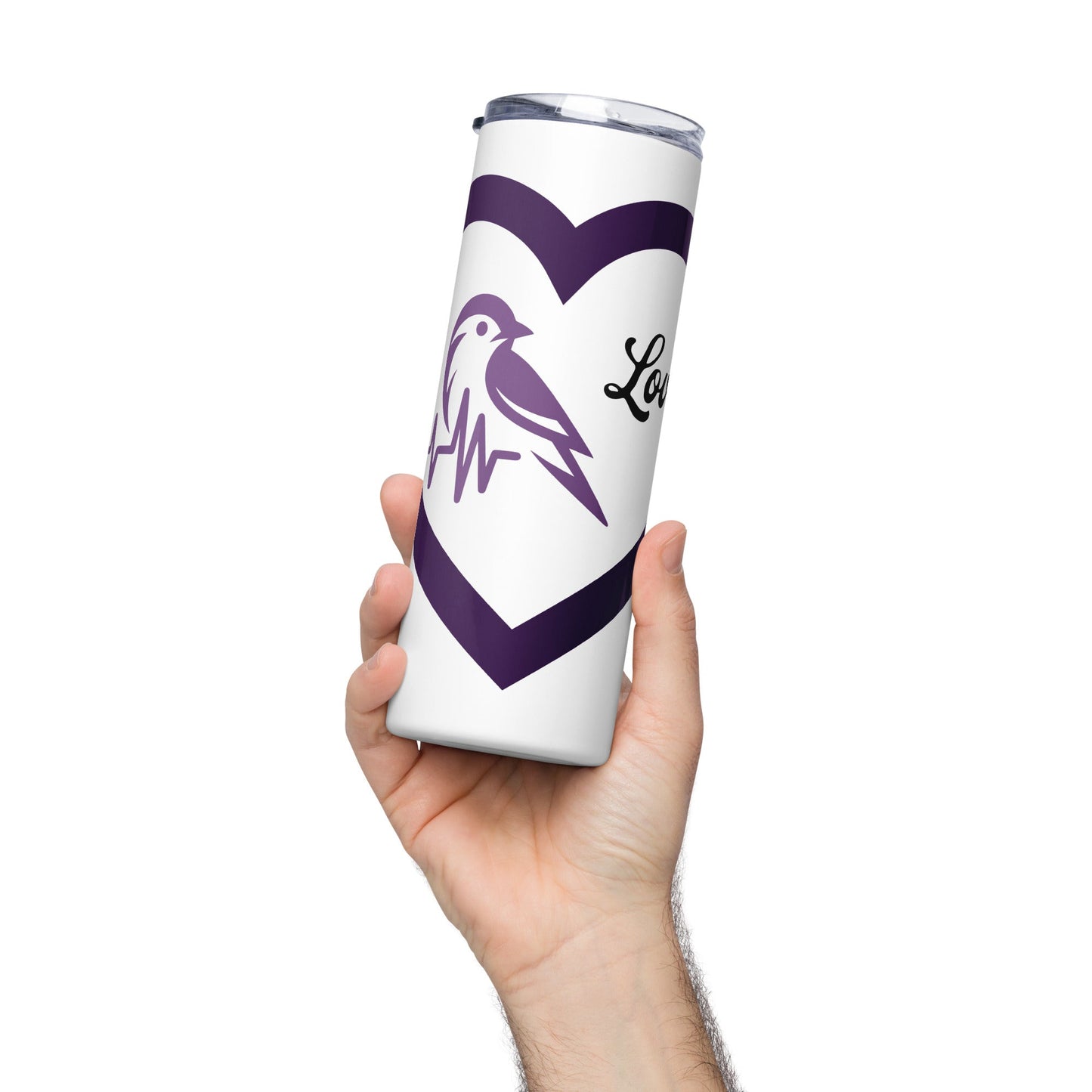 Purple Bird Heartbeat Stainless Steel Tumbler - Steel Tumbler - Discovery Co.