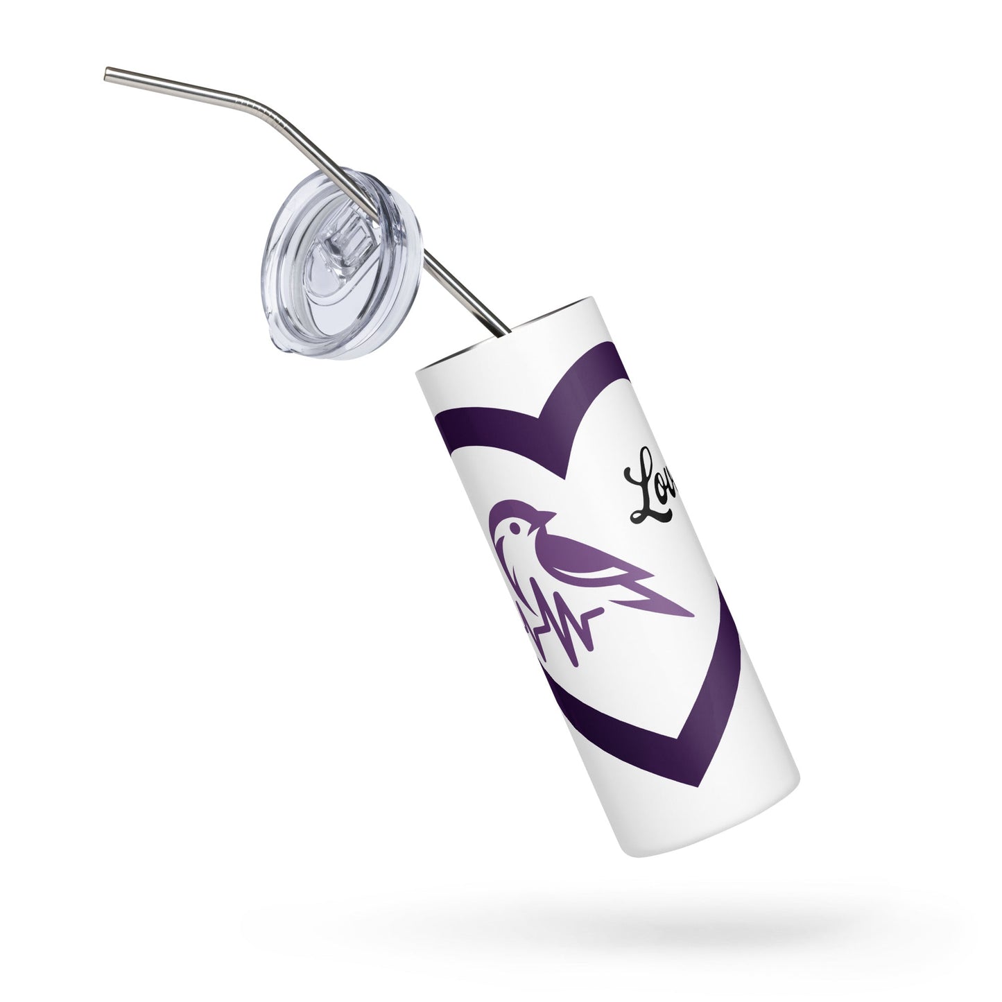 Purple Bird Heartbeat Stainless Steel Tumbler - Steel Tumbler - Discovery Co.