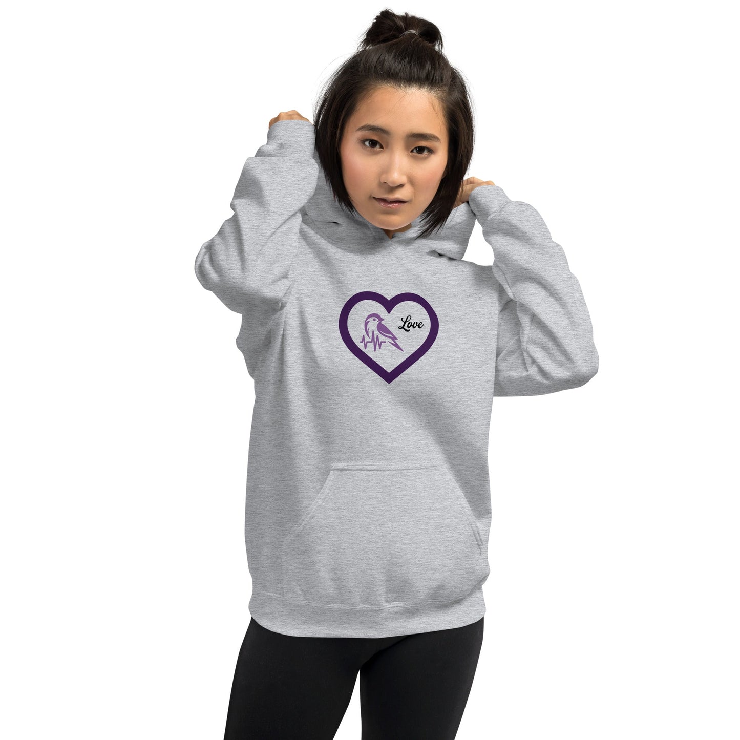 Purple Bird Heartbeat Women's (Unisex) Hoodie - Hoodies - Discovery Co.