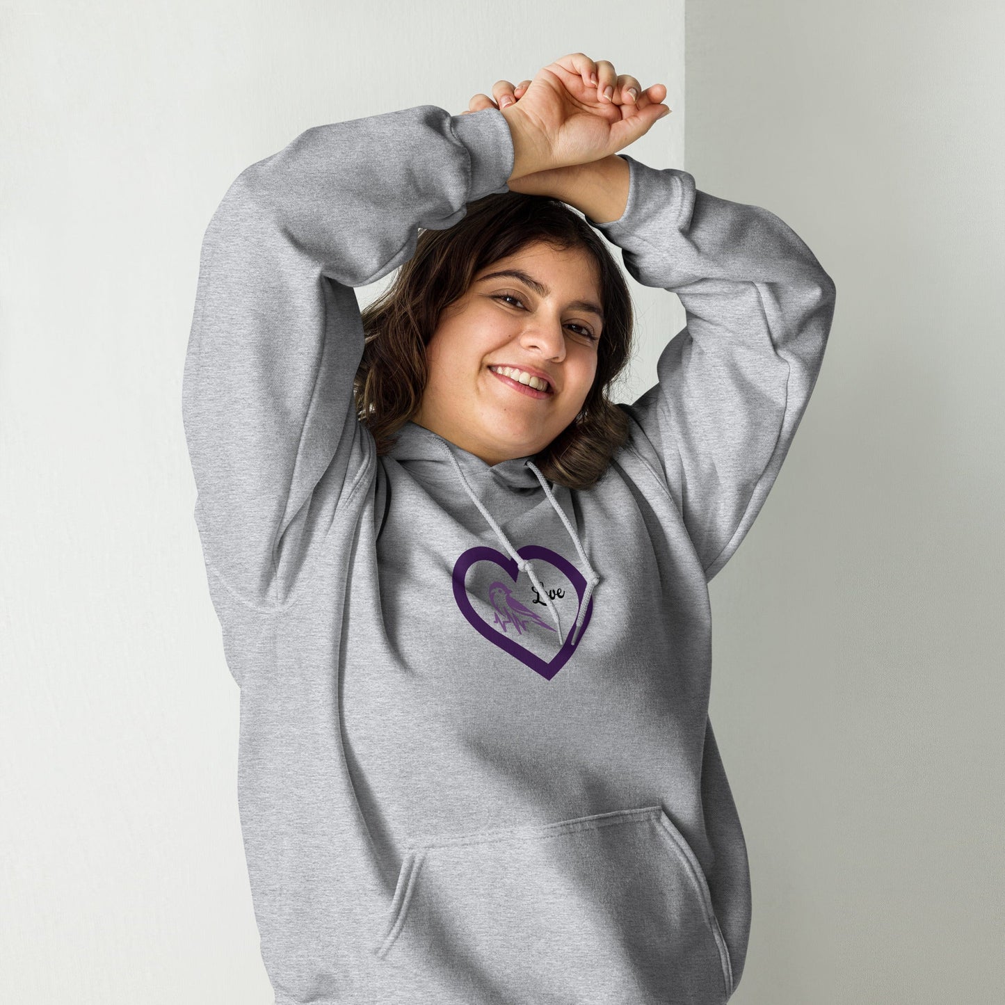 Purple Bird Heartbeat Women's (Unisex) Hoodie - Hoodies - Discovery Co.