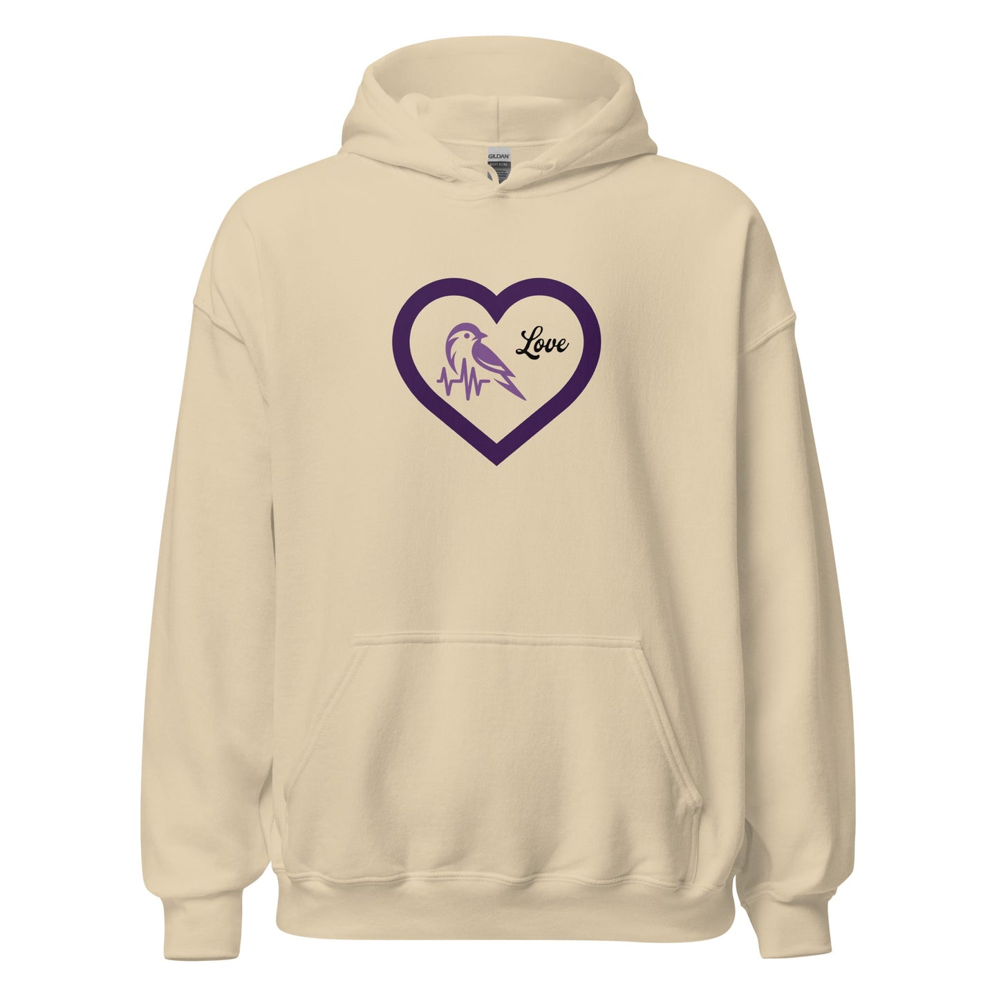 Purple Bird Heartbeat Women's (Unisex) Hoodie - Hoodies - Discovery Co.