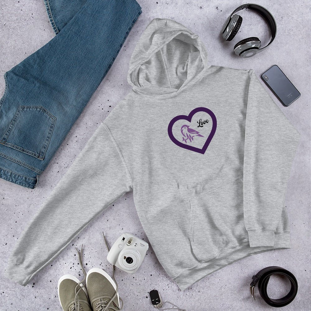 Purple Bird Heartbeat Women's (Unisex) Hoodie - Hoodies - Discovery Co.