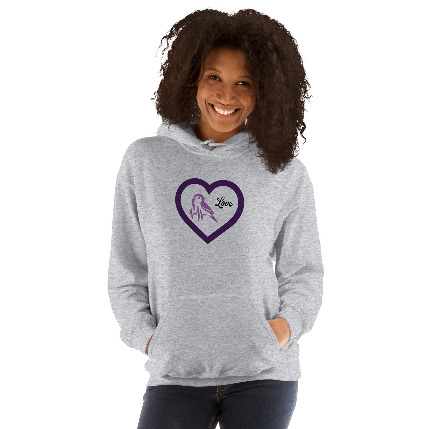 Purple Bird Heartbeat Women's (Unisex) Hoodie - Hoodies - Discovery Co.