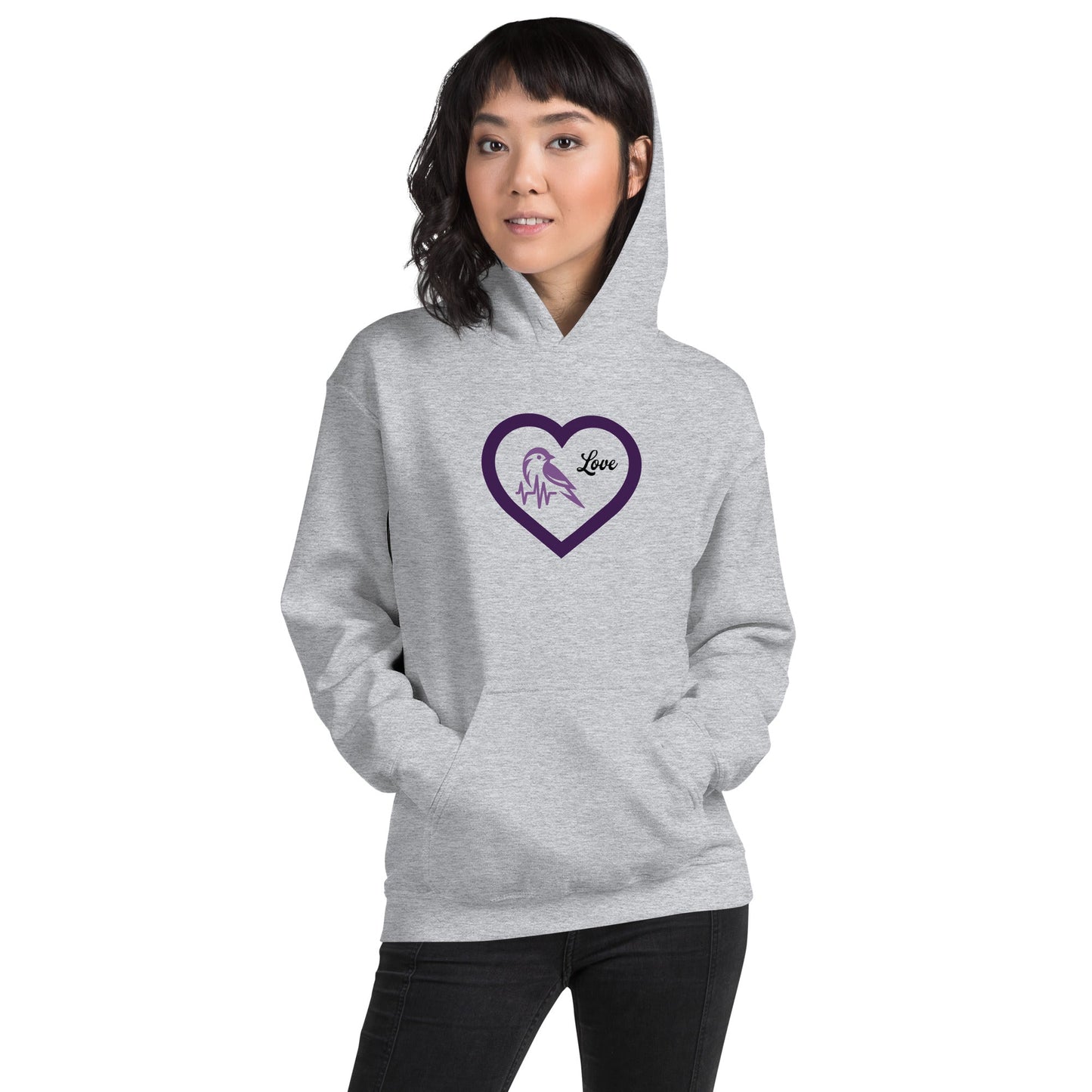 Purple Bird Heartbeat Women's (Unisex) Hoodie - Hoodies - Discovery Co.