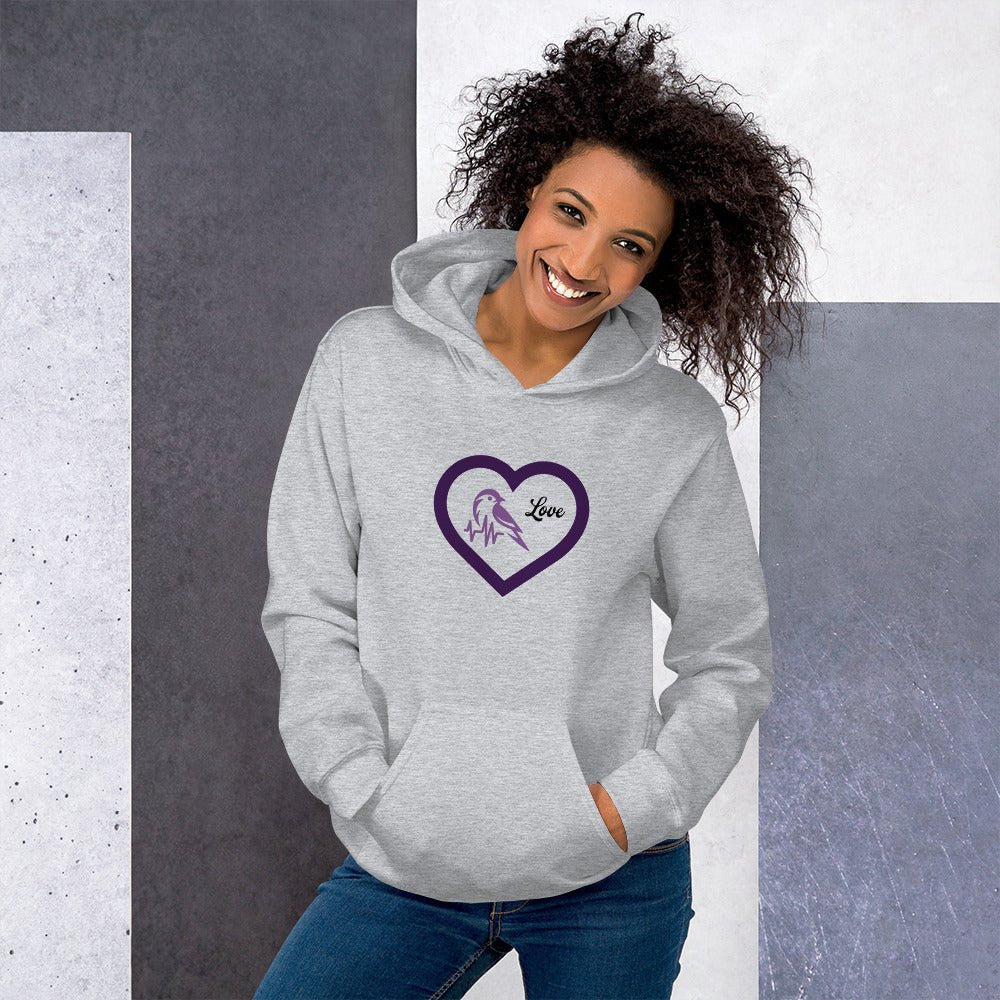 Purple Bird Heartbeat Women's (Unisex) Hoodie - Hoodies - Discovery Co.