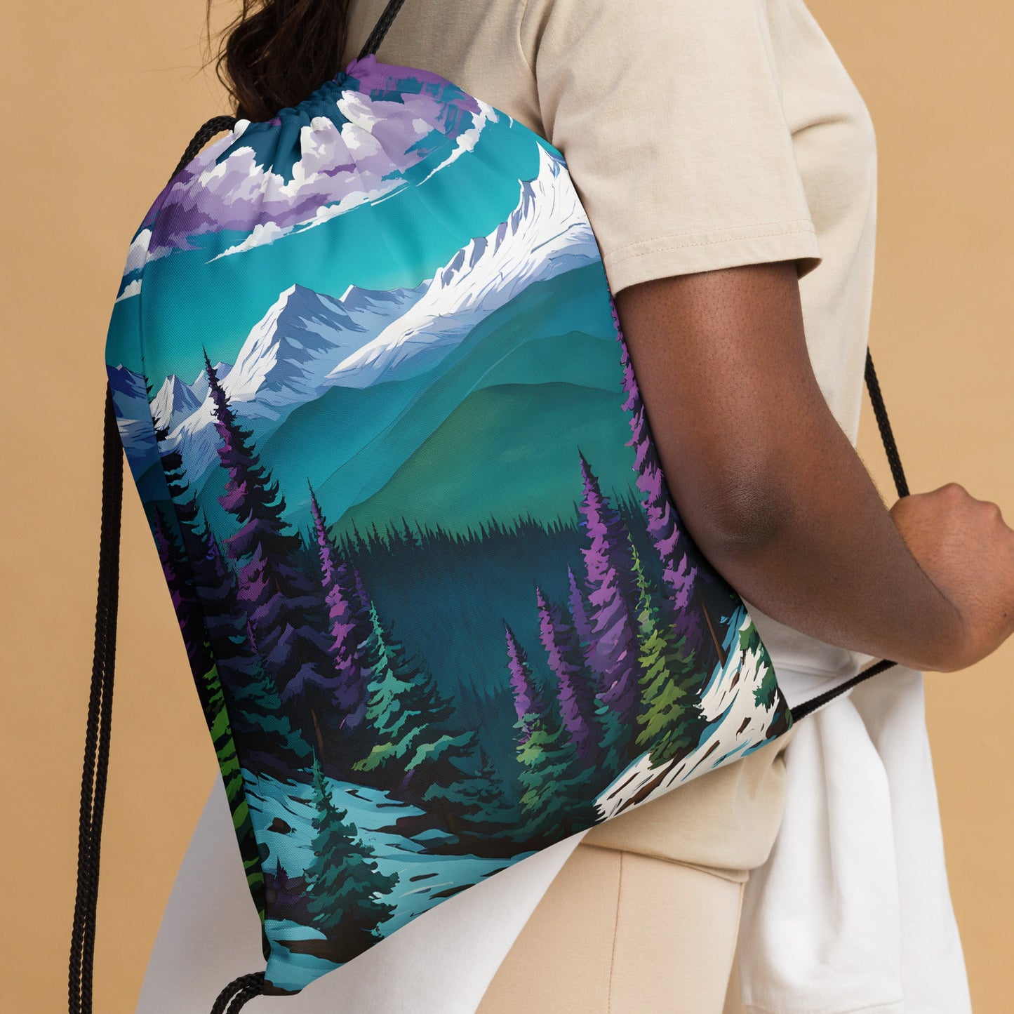 Purple Pine Forest Drawstring Bag - Drawstring Bag - Discovery Co.