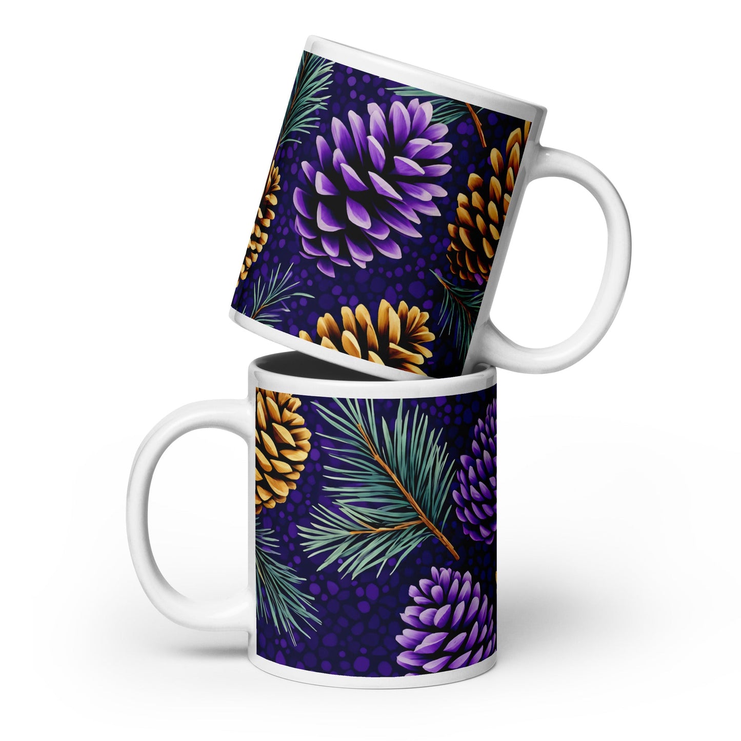 Purple Pinecone White Glossy Mug (11 oz, 15 oz, 20 oz) - Mugs - Discovery Co.