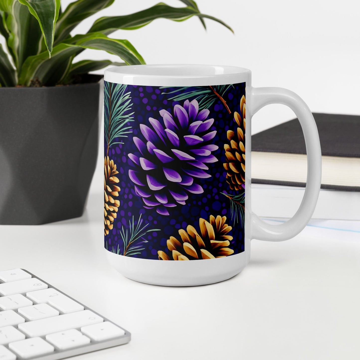 Purple Pinecone White Glossy Mug (11 oz, 15 oz, 20 oz) - Mugs - Discovery Co.