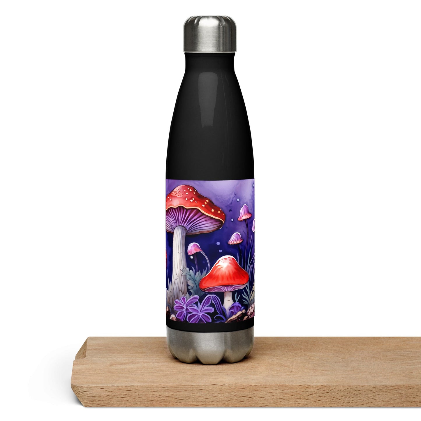 Purple Watercolor Mushrooms Stainless Steel Water Bottle - Stainless Steel Water Bottle - Discovery Co.