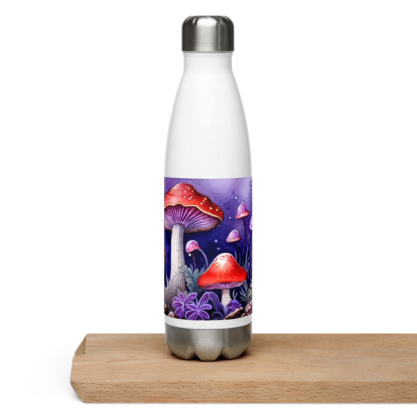 Purple Watercolor Mushrooms Stainless Steel Water Bottle - Stainless Steel Water Bottle - Discovery Co.