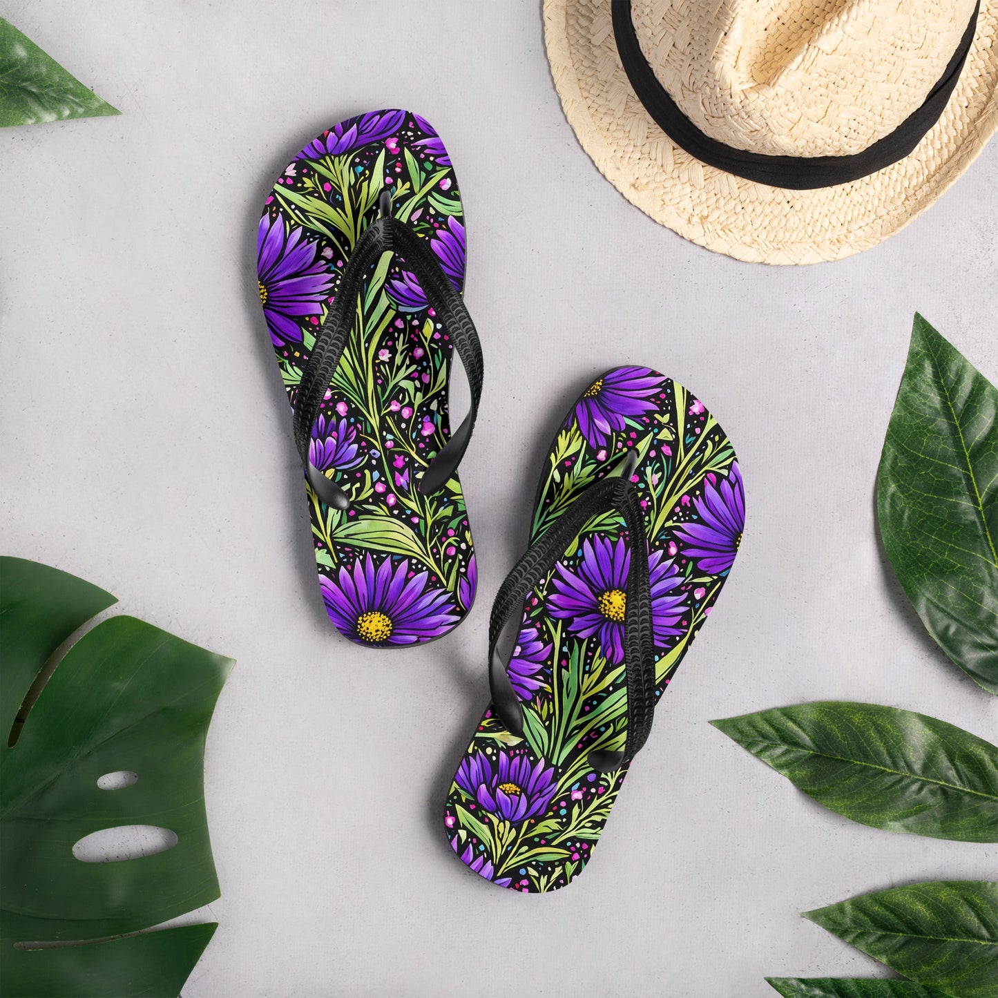 Purple Wildflowers Flip - Flops - Footwear - Discovery Co.