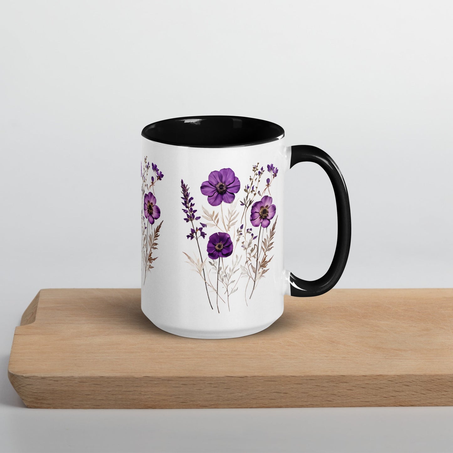 Purple Wildflowers Mug With Color Inside (11 oz and 15 oz) - Mugs - Discovery Co.