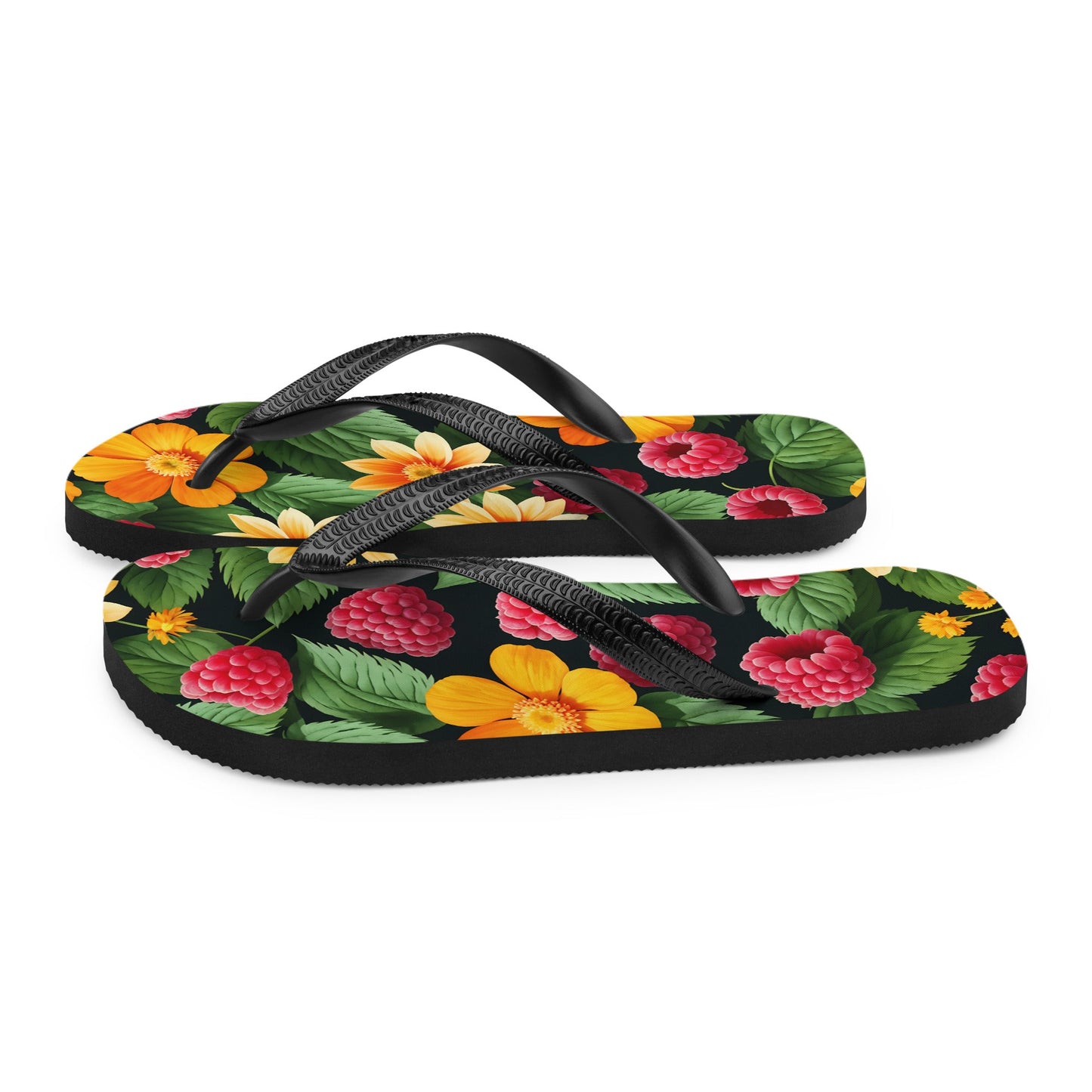 Raspberries And Orange Flowers Flip - Flops - Footwear - Discovery Co.