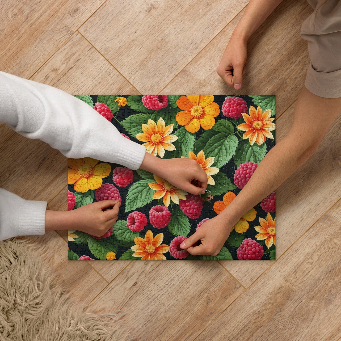 Raspberries and Orange Flowers Jigsaw Puzzle - Puzzle - Discovery Co.
