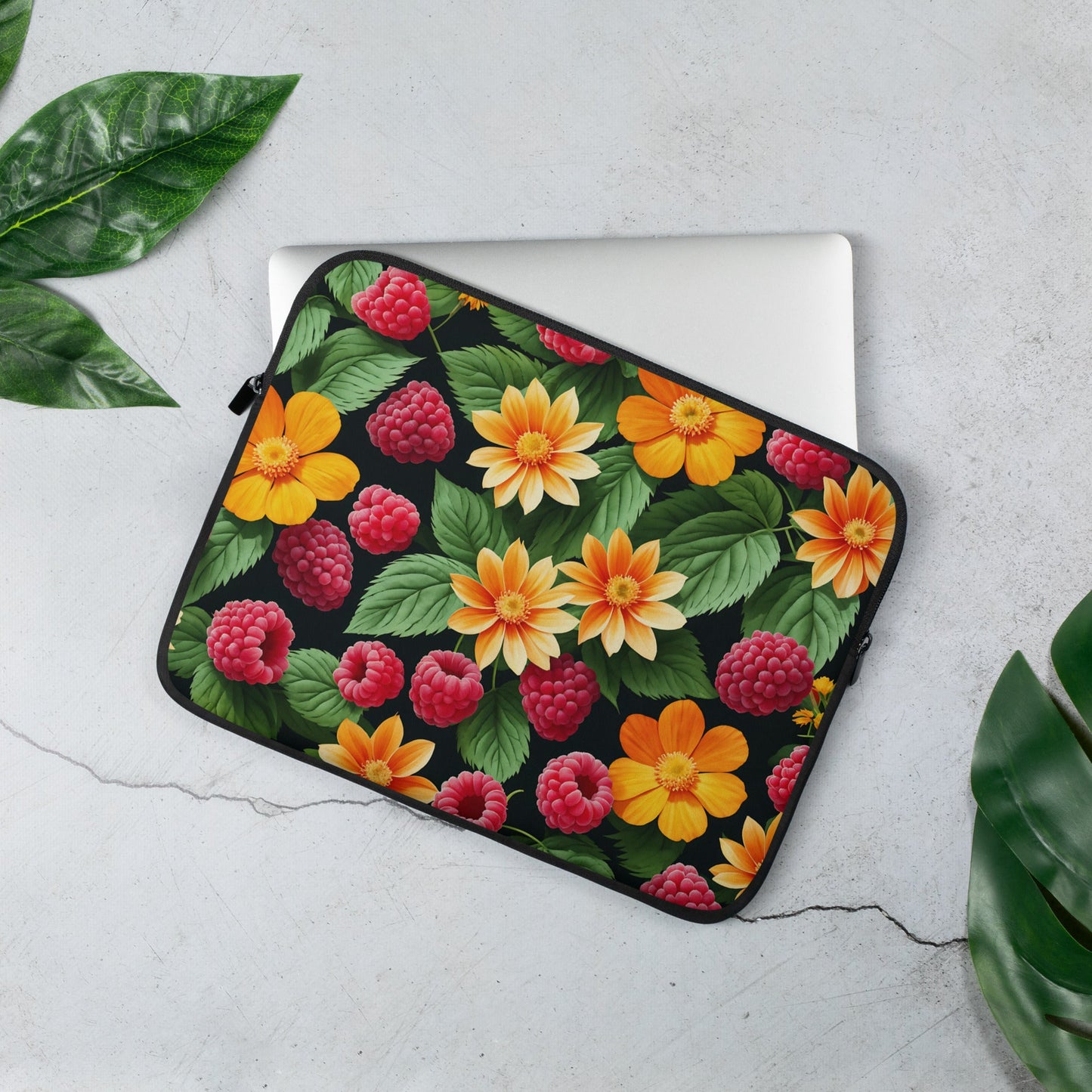 Raspberries And Orange Flowers Laptop Sleeve - Laptop Cases - Discovery Co.