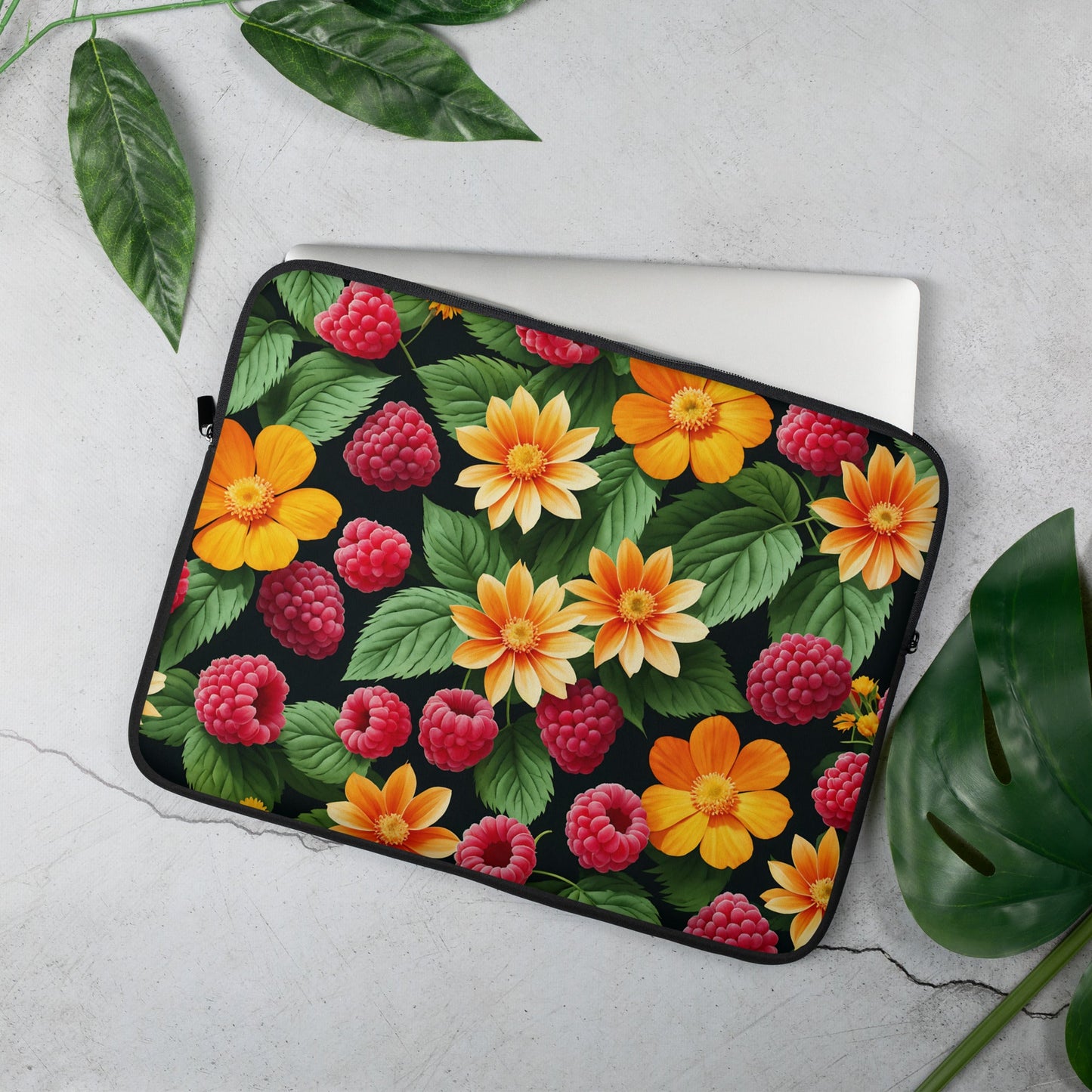 Raspberries And Orange Flowers Laptop Sleeve - Laptop Cases - Discovery Co.