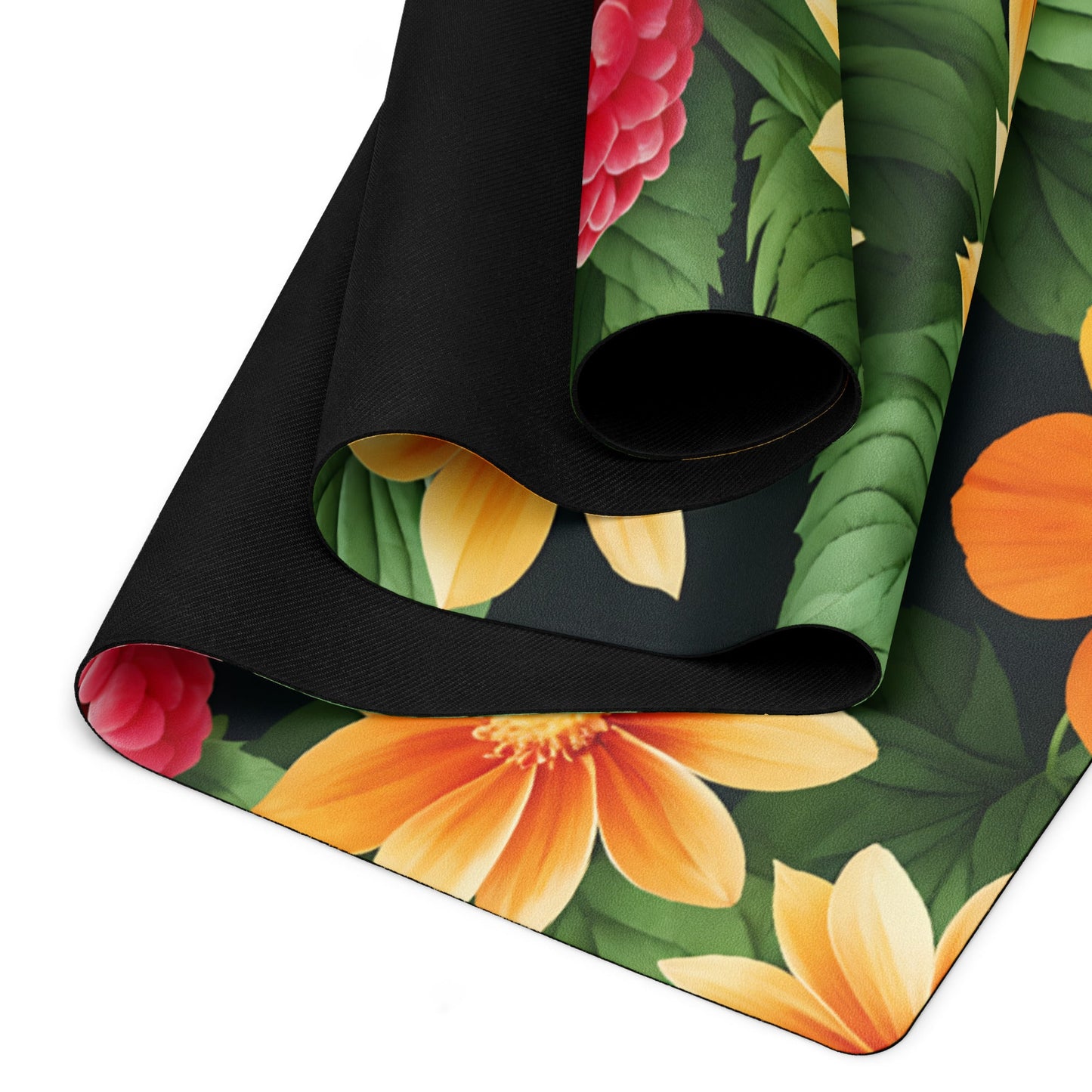 Raspberries And Orange Flowers Yoga Mat - Yoga Mat - Discovery Co.