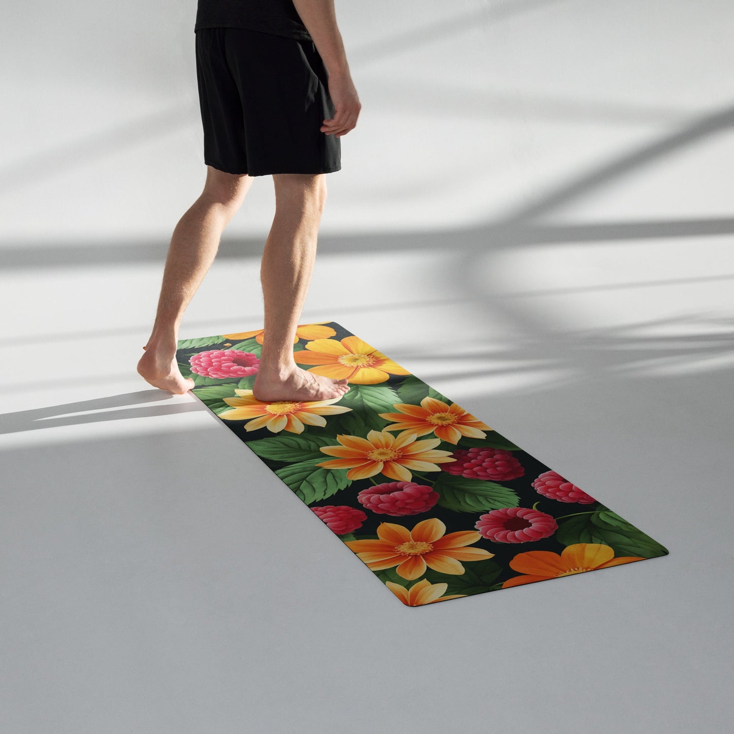 Raspberries And Orange Flowers Yoga Mat - Yoga Mat - Discovery Co.