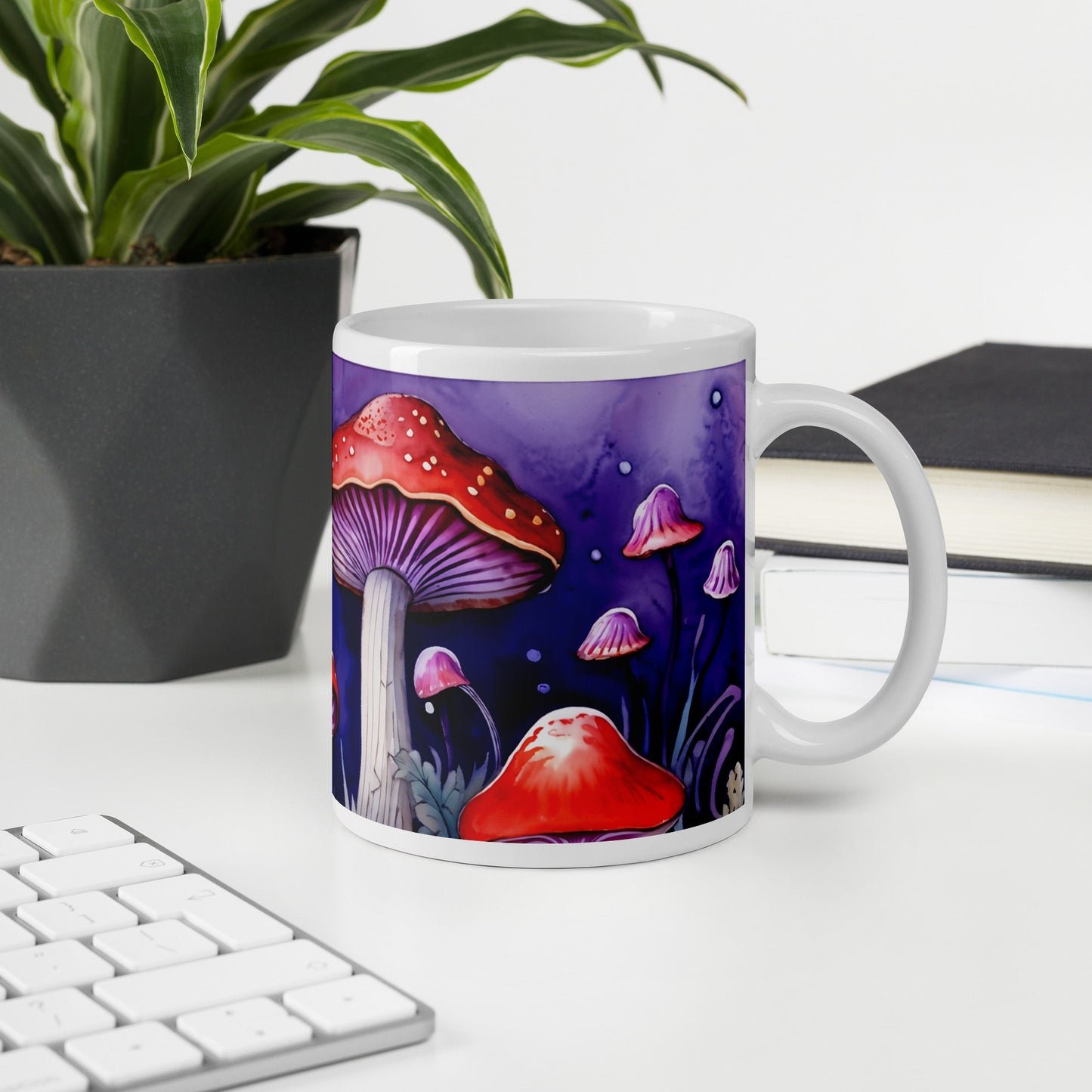 Red and Purple Forest Mushrooms White Glossy Mug (11 oz, 15 oz, 20 oz) - Mugs - Discovery Co.
