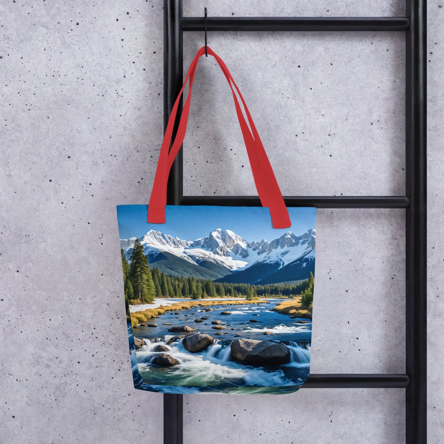 River Though Snowy Mountains Tote Bag - Tote Bags - Discovery Co.