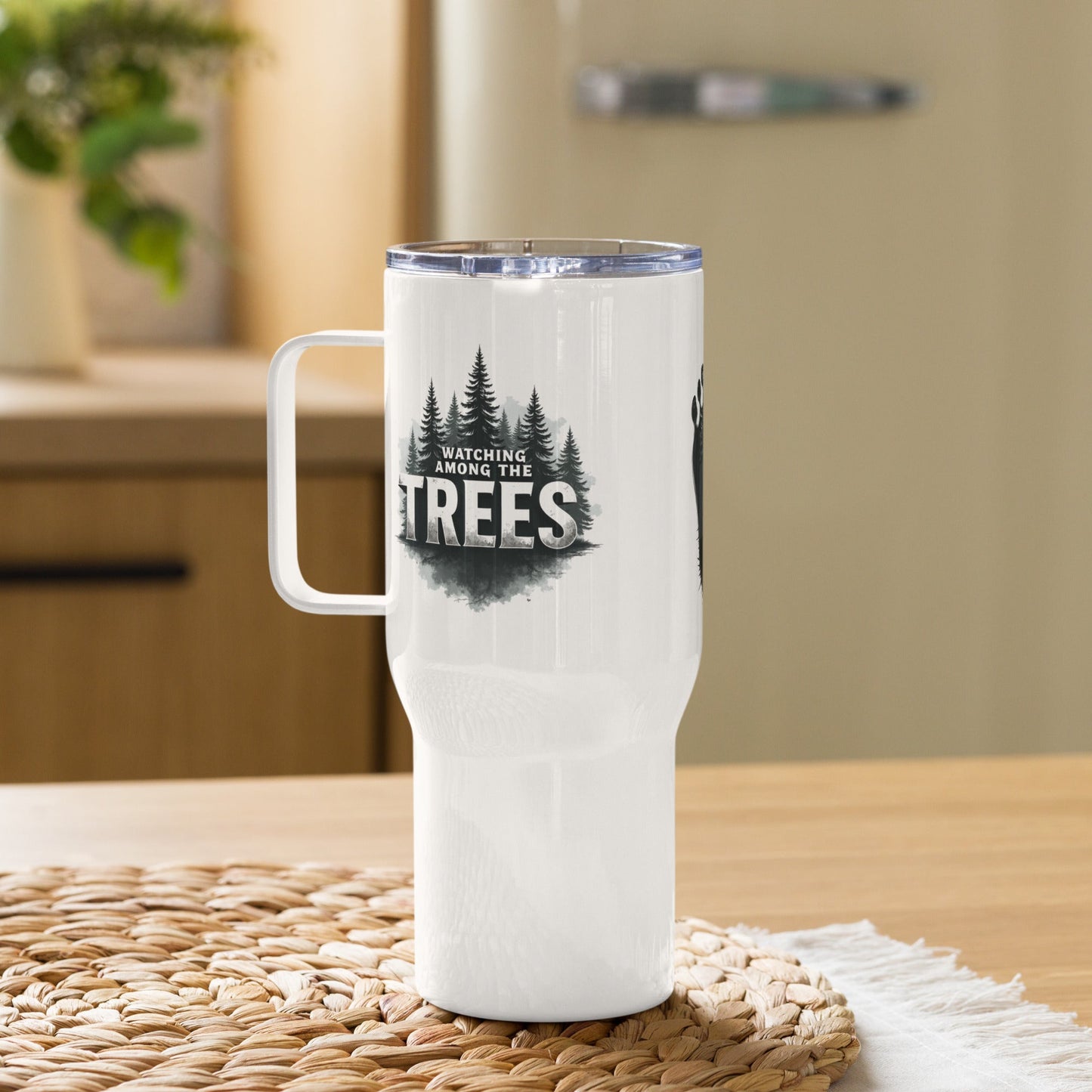 Sasquatch Watching Among The Trees Travel Mug With Handle (25 oz and 40 oz) - Travel Mug - Discovery Co.