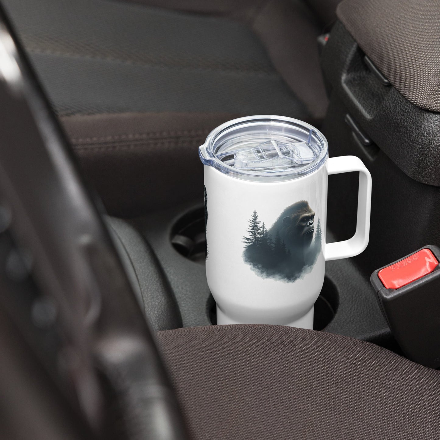 Sasquatch Watching Among The Trees Travel Mug With Handle (25 oz and 40 oz) - Travel Mug - Discovery Co.