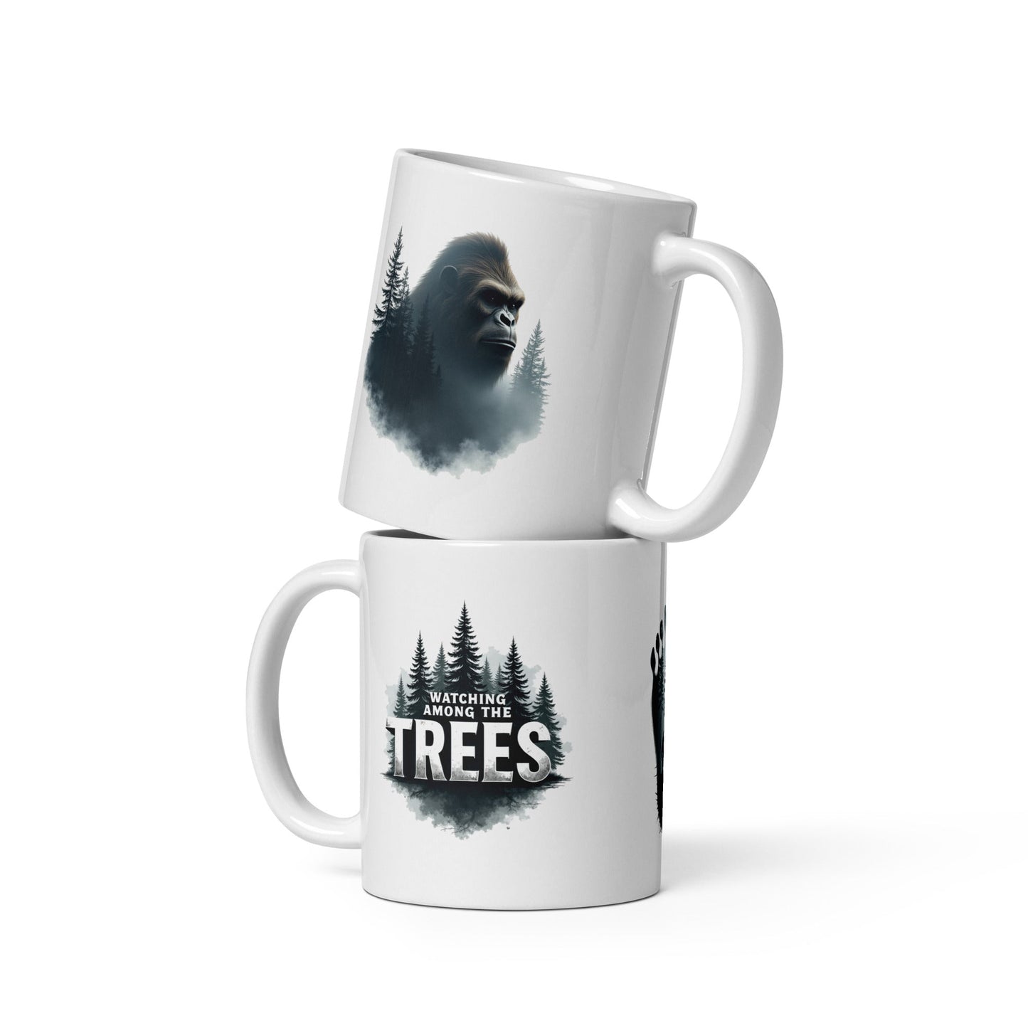 Sasquatch Watching Among The Trees White Glossy Mug (11 oz, 15 oz, 20 oz) - Mugs - Discovery Co.