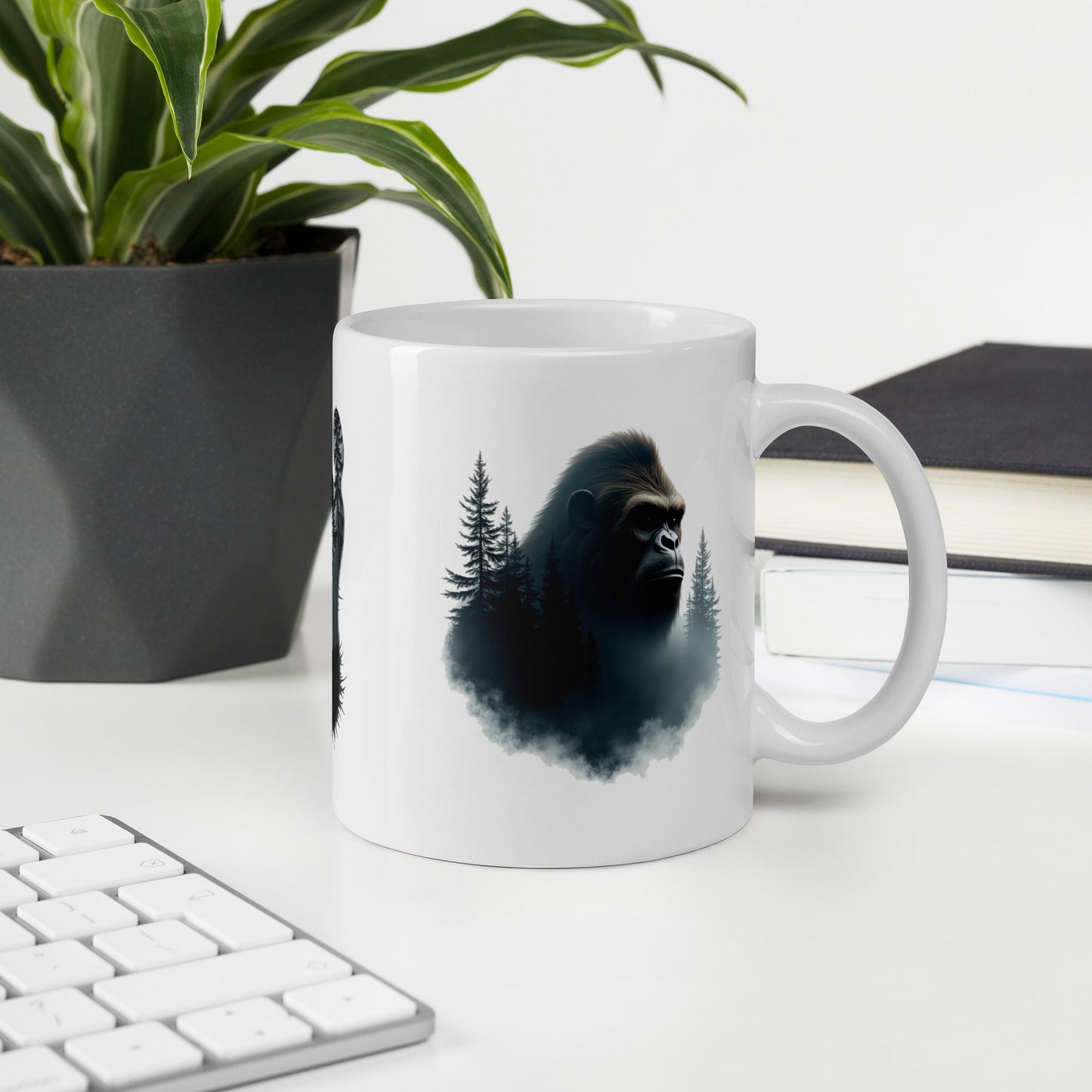 Sasquatch Watching Among The Trees White Glossy Mug (11 oz, 15 oz, 20 oz) - Mugs - Discovery Co.