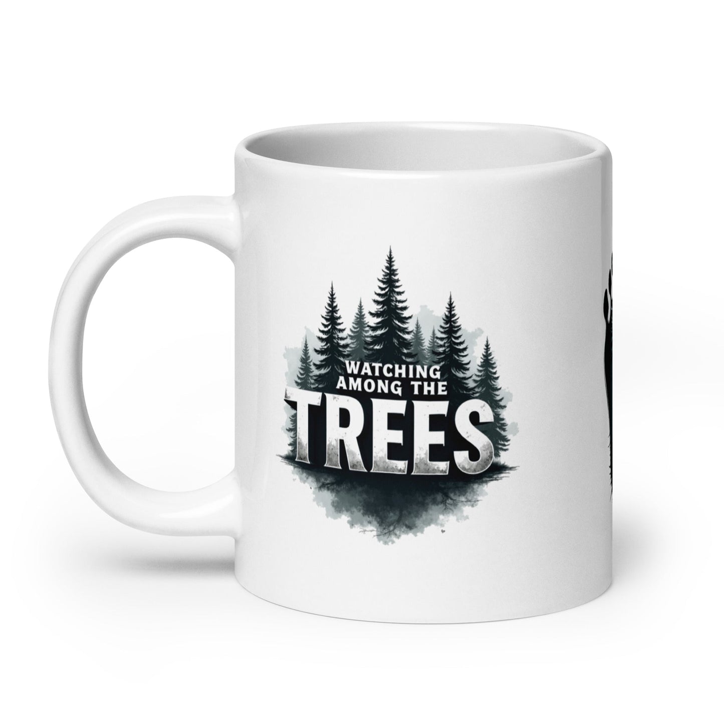 Sasquatch Watching Among The Trees White Glossy Mug (11 oz, 15 oz, 20 oz) - Mugs - Discovery Co.
