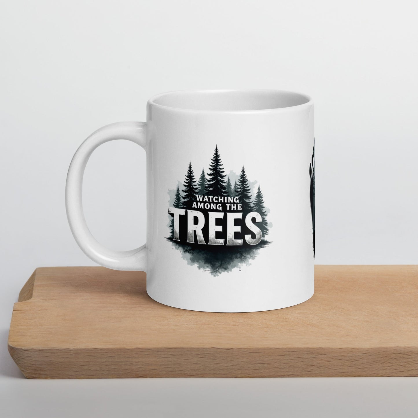 Sasquatch Watching Among The Trees White Glossy Mug (11 oz, 15 oz, 20 oz) - Mugs - Discovery Co.