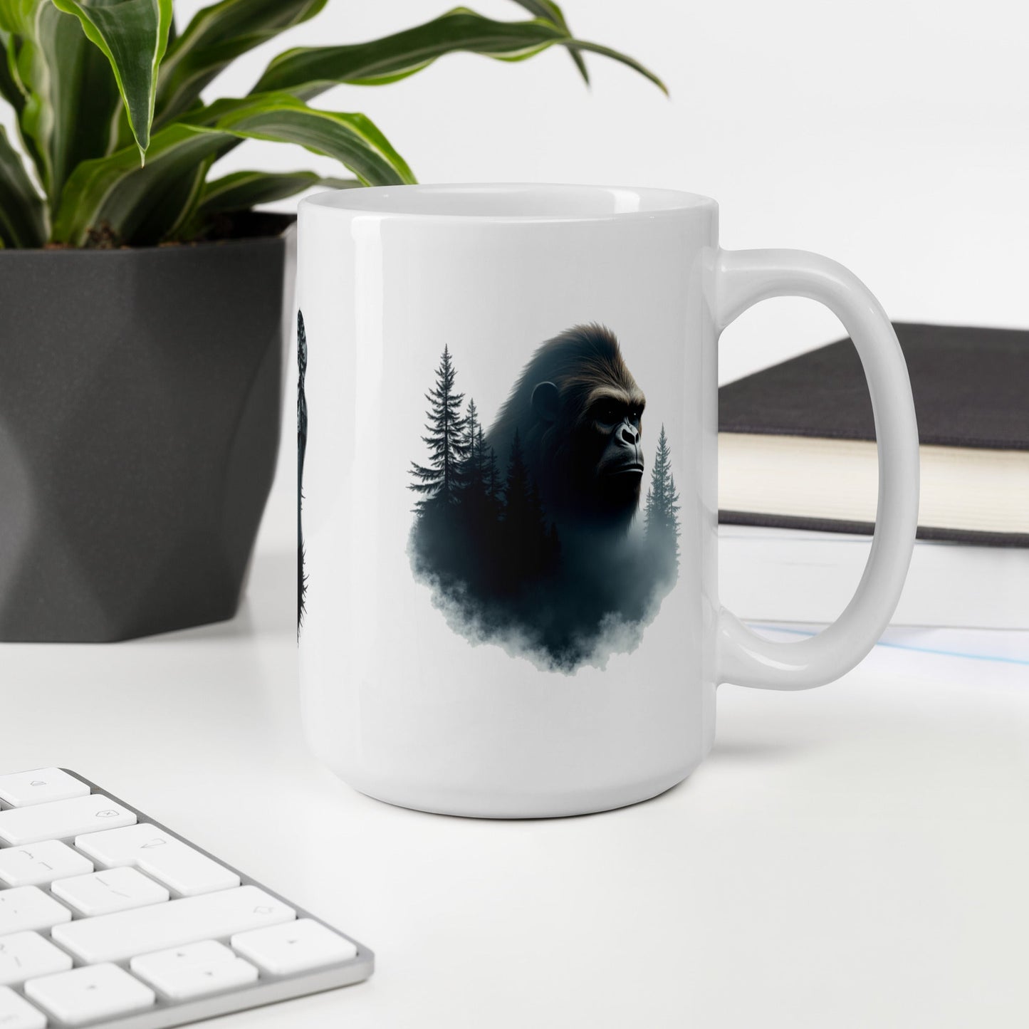 Sasquatch Watching Among The Trees White Glossy Mug (11 oz, 15 oz, 20 oz) - Mugs - Discovery Co.