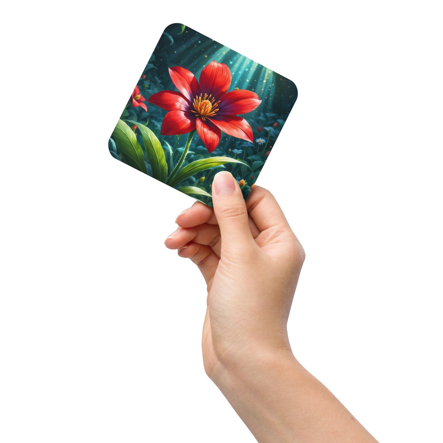 Scarlet Flower Cork - Back Coaster - Coasters - Discovery Co.