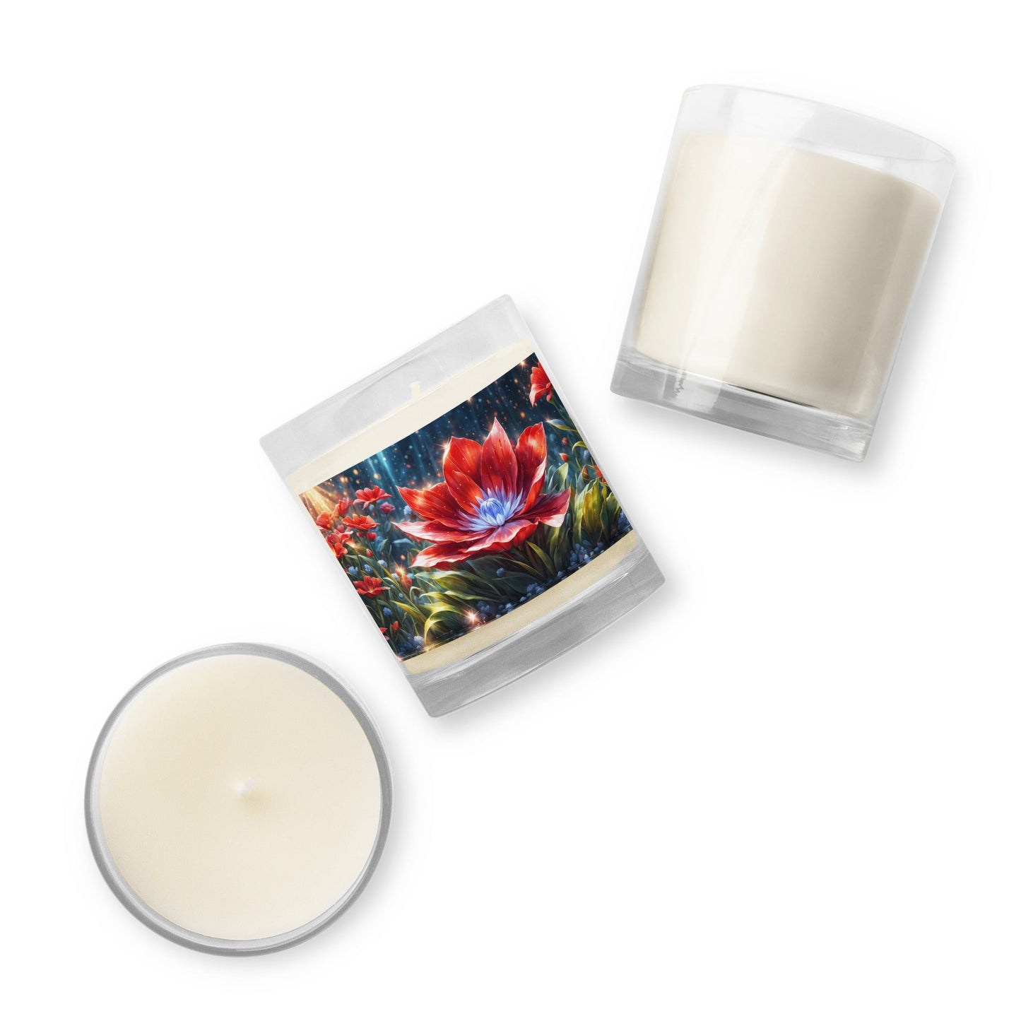 Scarlet Flower Glass Jar Soy Wax Candle - Candles - Discovery Co.