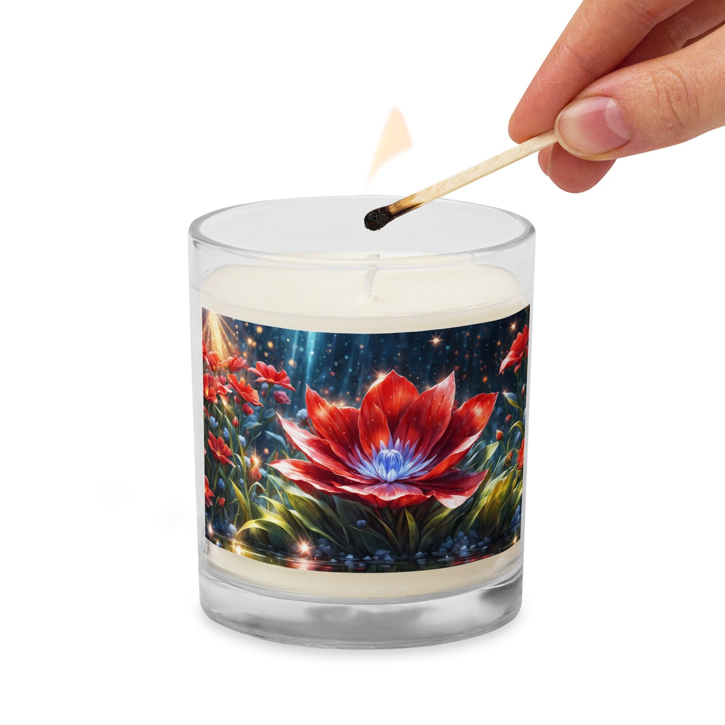 Scarlet Flower Glass Jar Soy Wax Candle - Candles - Discovery Co.