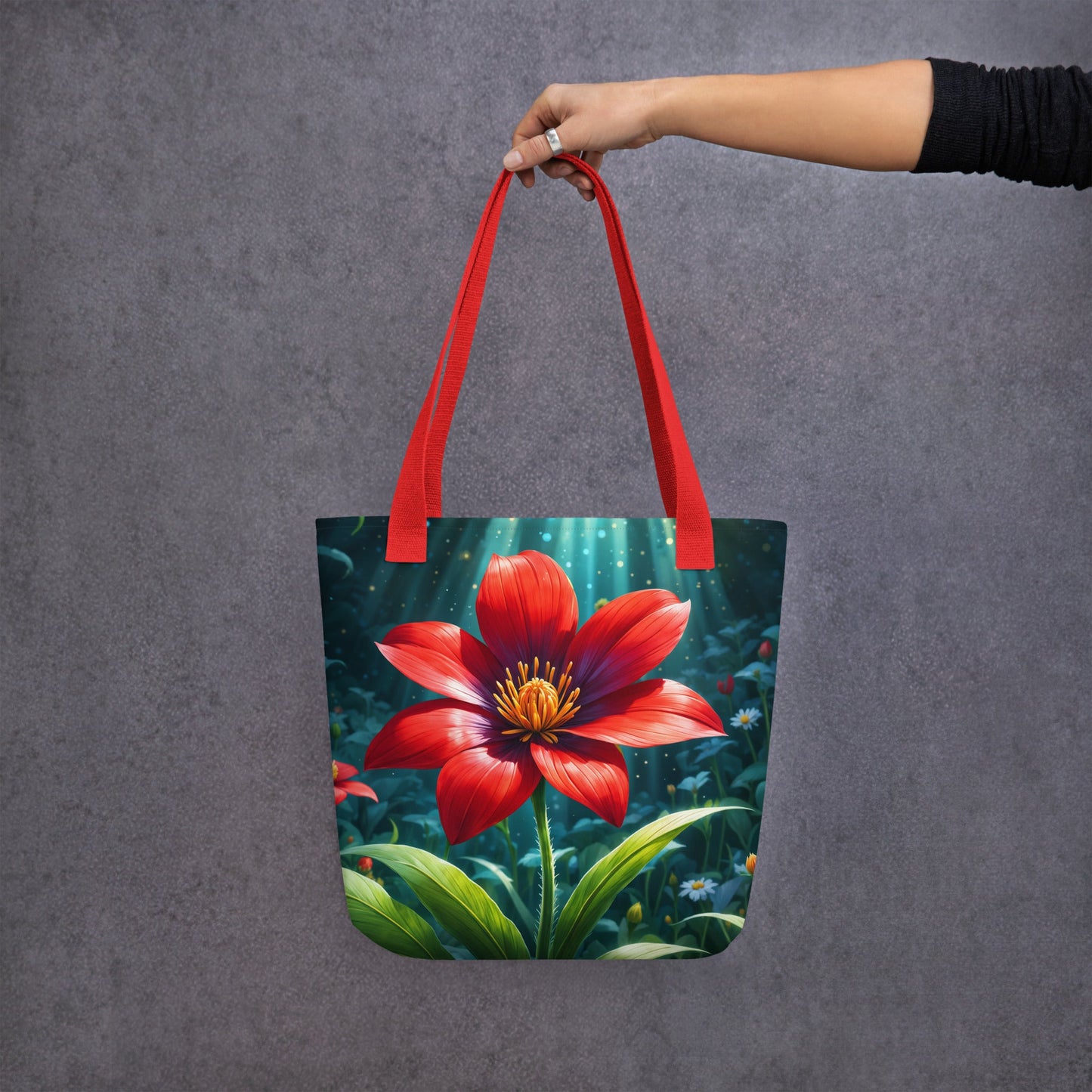 Scarlet Flower II Tote Bag - Tote Bags - Discovery Co.