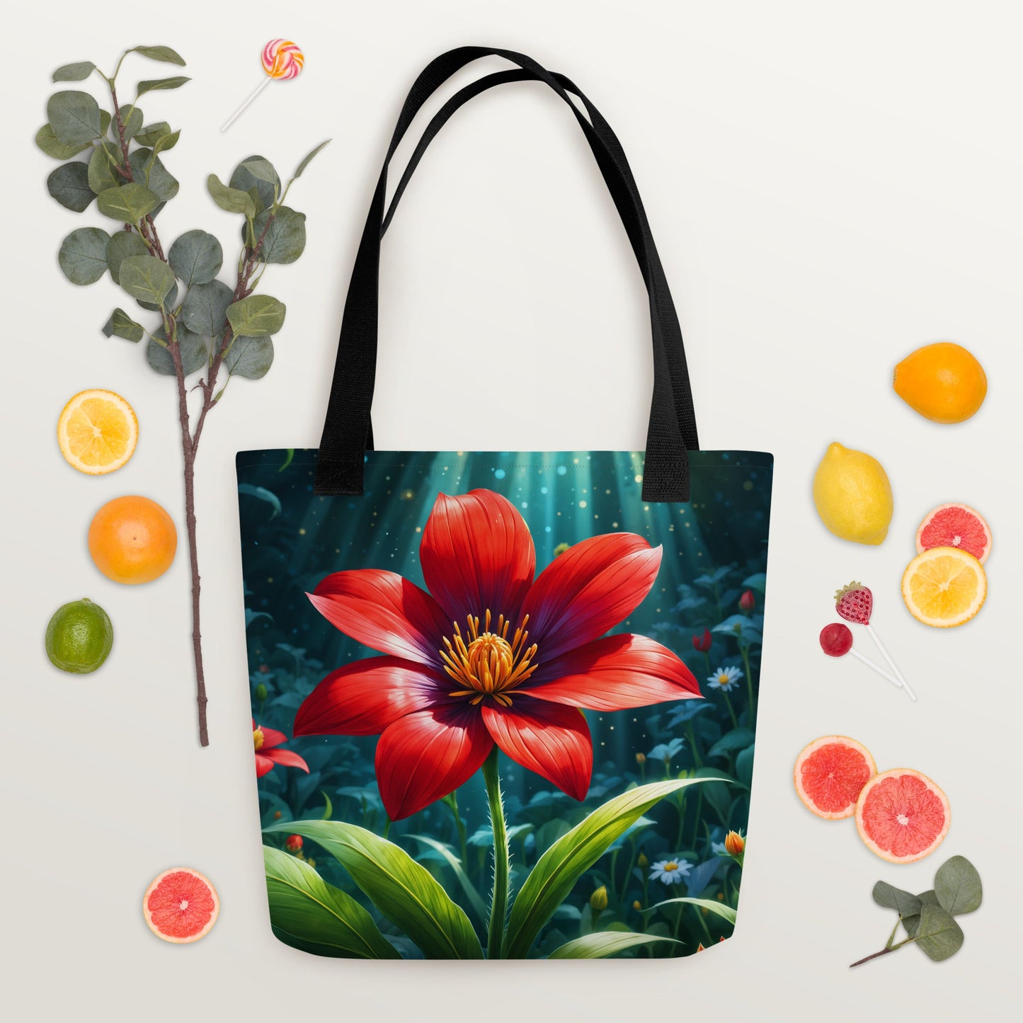 Scarlet Flower II Tote Bag - Tote Bags - Discovery Co.