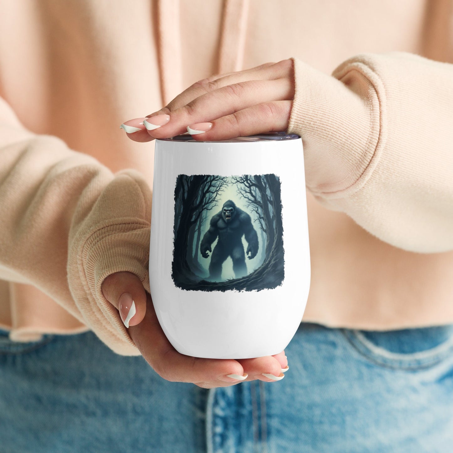 Scary Bigfoot Stainless Steel Wine Tumbler - Steel Tumbler - Discovery Co.