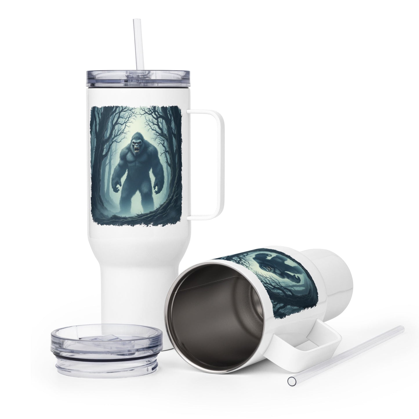 Scary Bigfoot Travel Mug With Handle (25 oz and 40 oz) - Travel Mug - Discovery Co.