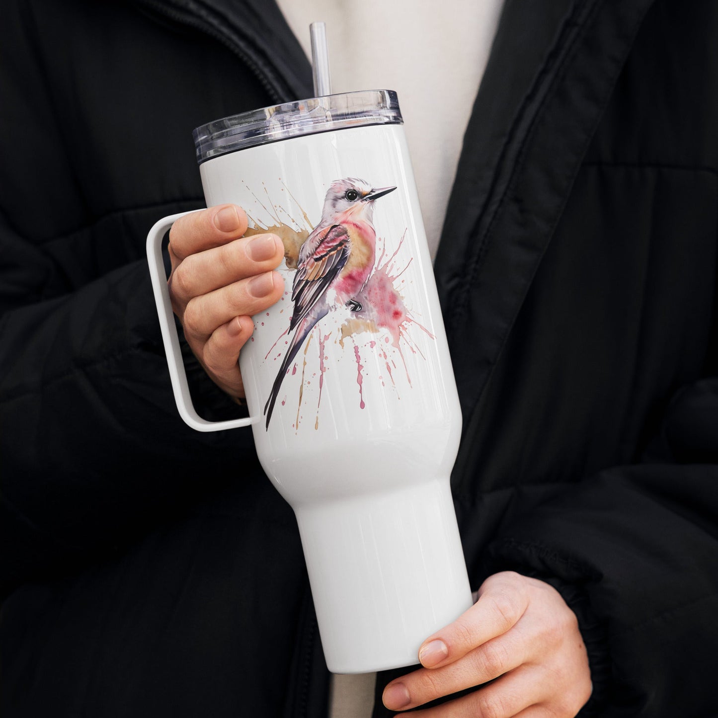 Scissor - Tailed Flycatcher Travel Mug With Handle (25 oz and 40 oz) - Travel Mug - Discovery Co.