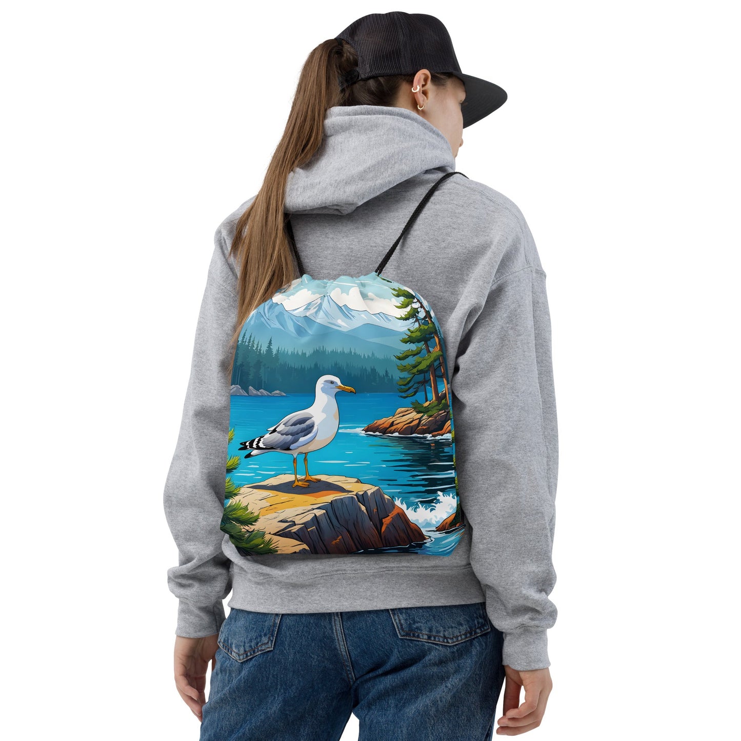 Seagull By The Bay Drawstring Bag - Drawstring Bag - Discovery Co.